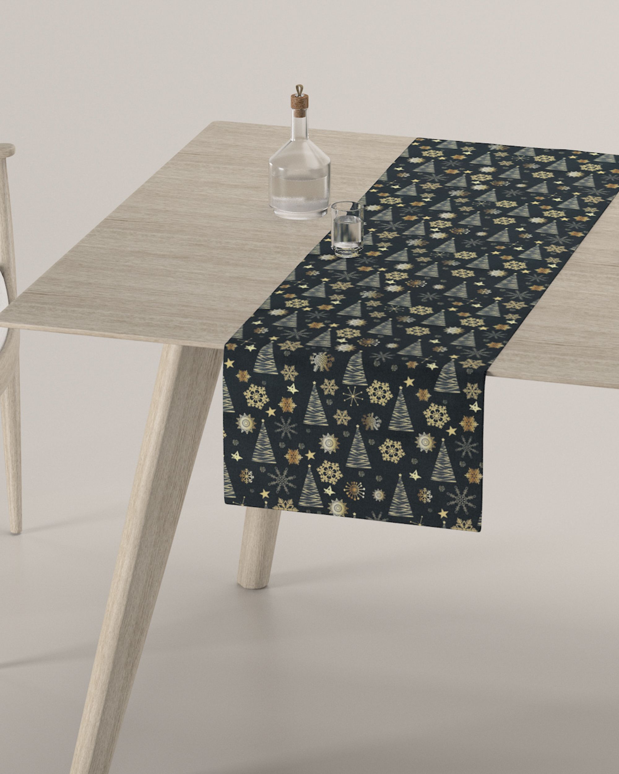 Table runner product colour navy blue fabric patterned (hover)