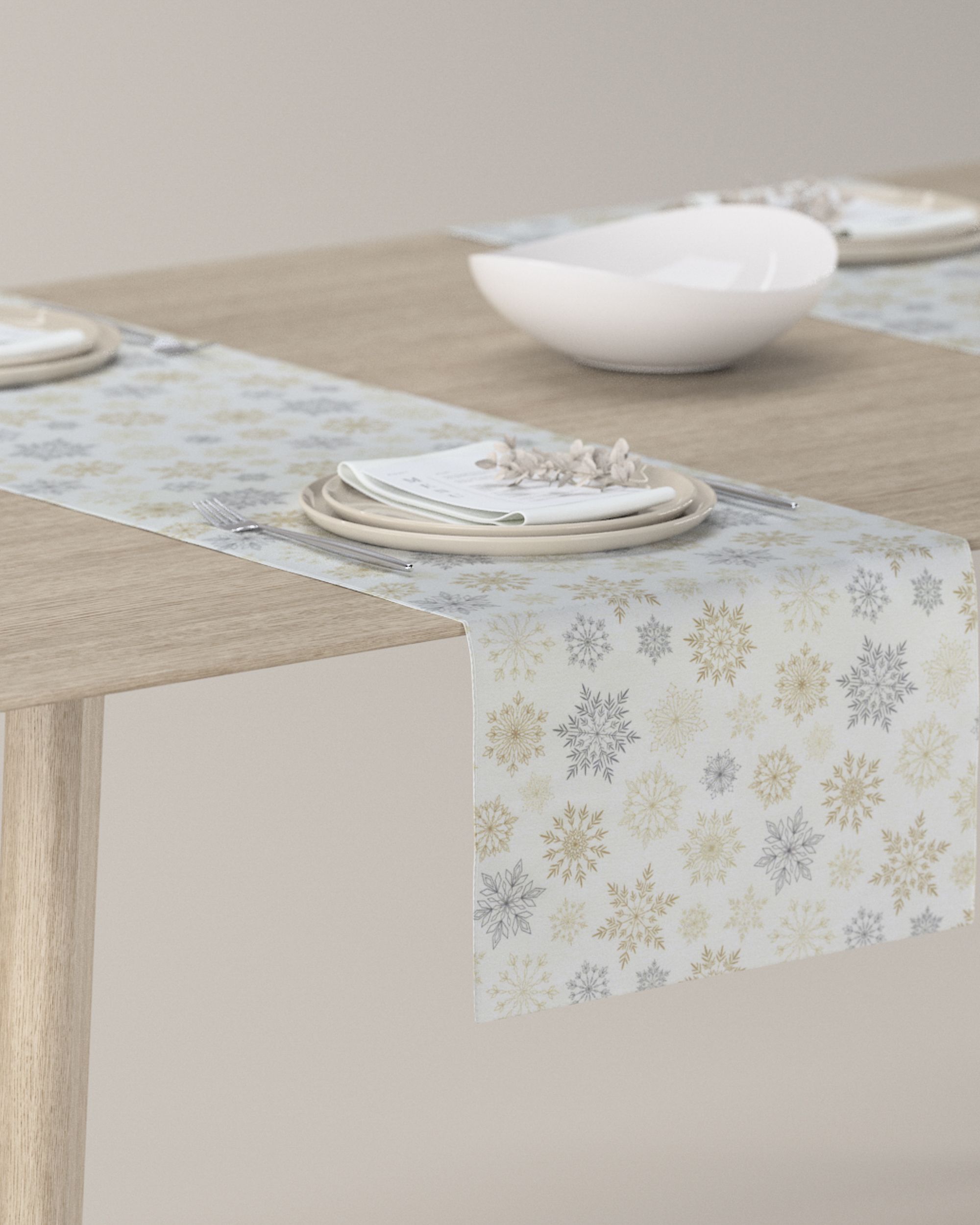 Table runner product colour white fabric patterned