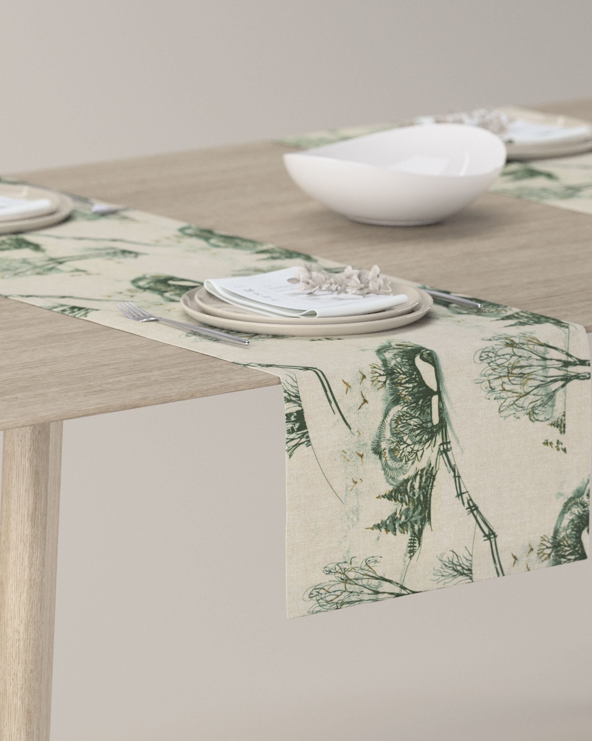 Table runner product colour white fabric patterned