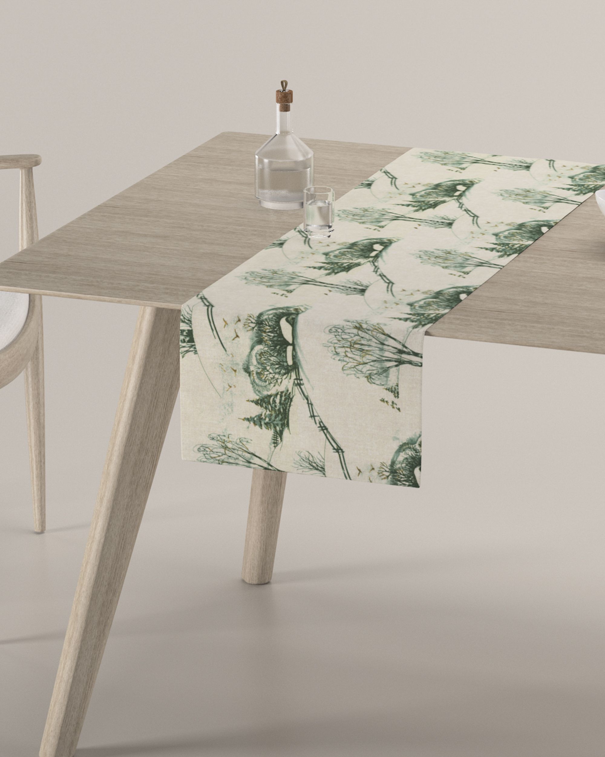 Table runner product colour white fabric patterned (hover)