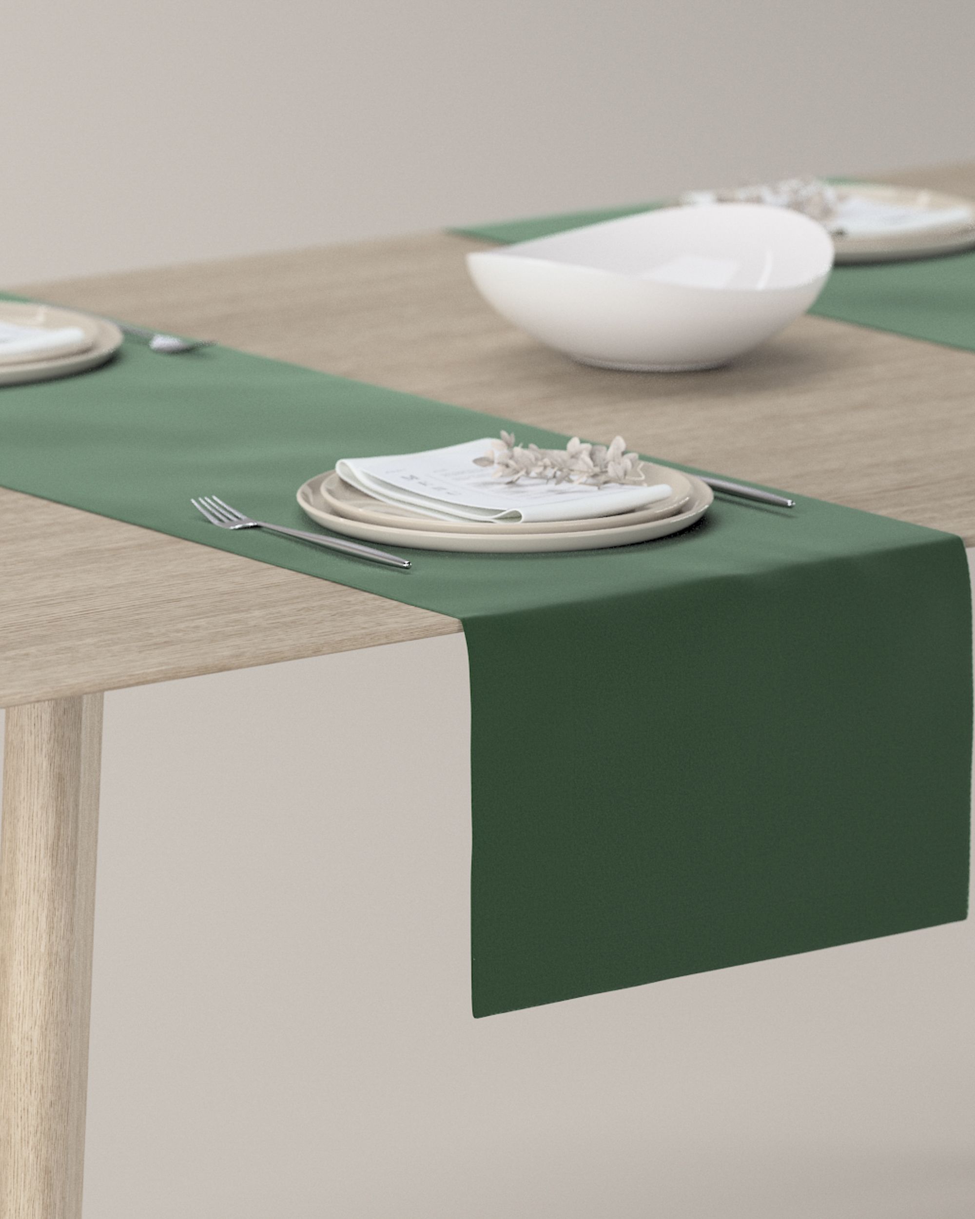 Table runner product colour green fabric gloss, velvet