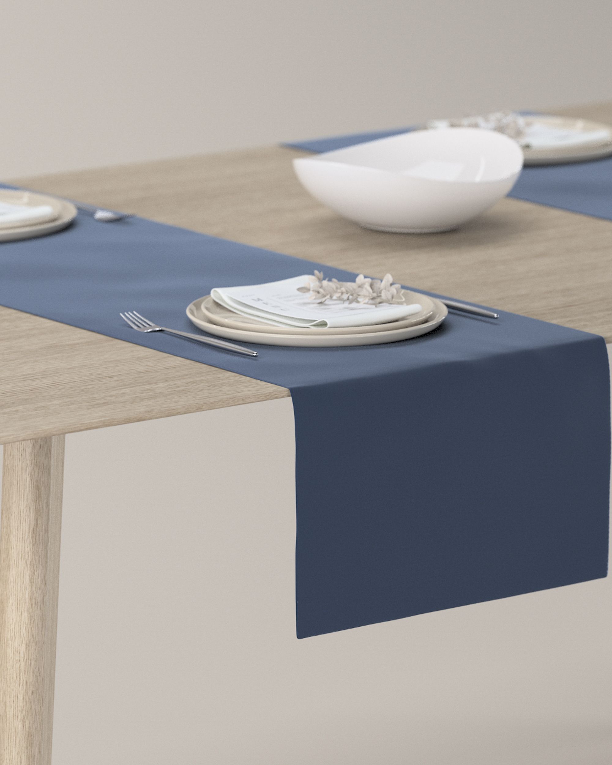 Table runner product colour navy blue fabric gloss, velvet