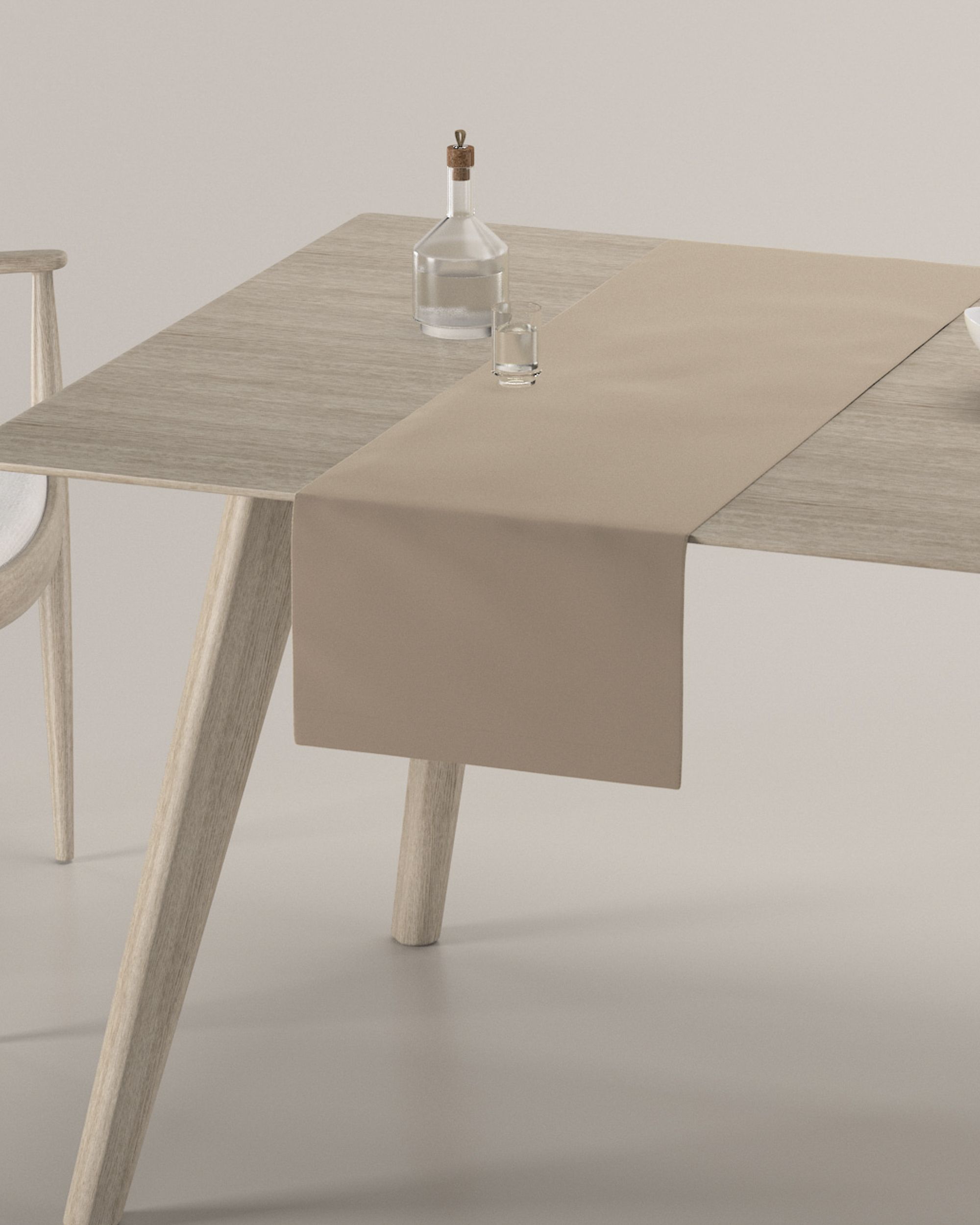Table runner product colour beige fabric gloss, velvet (hover)