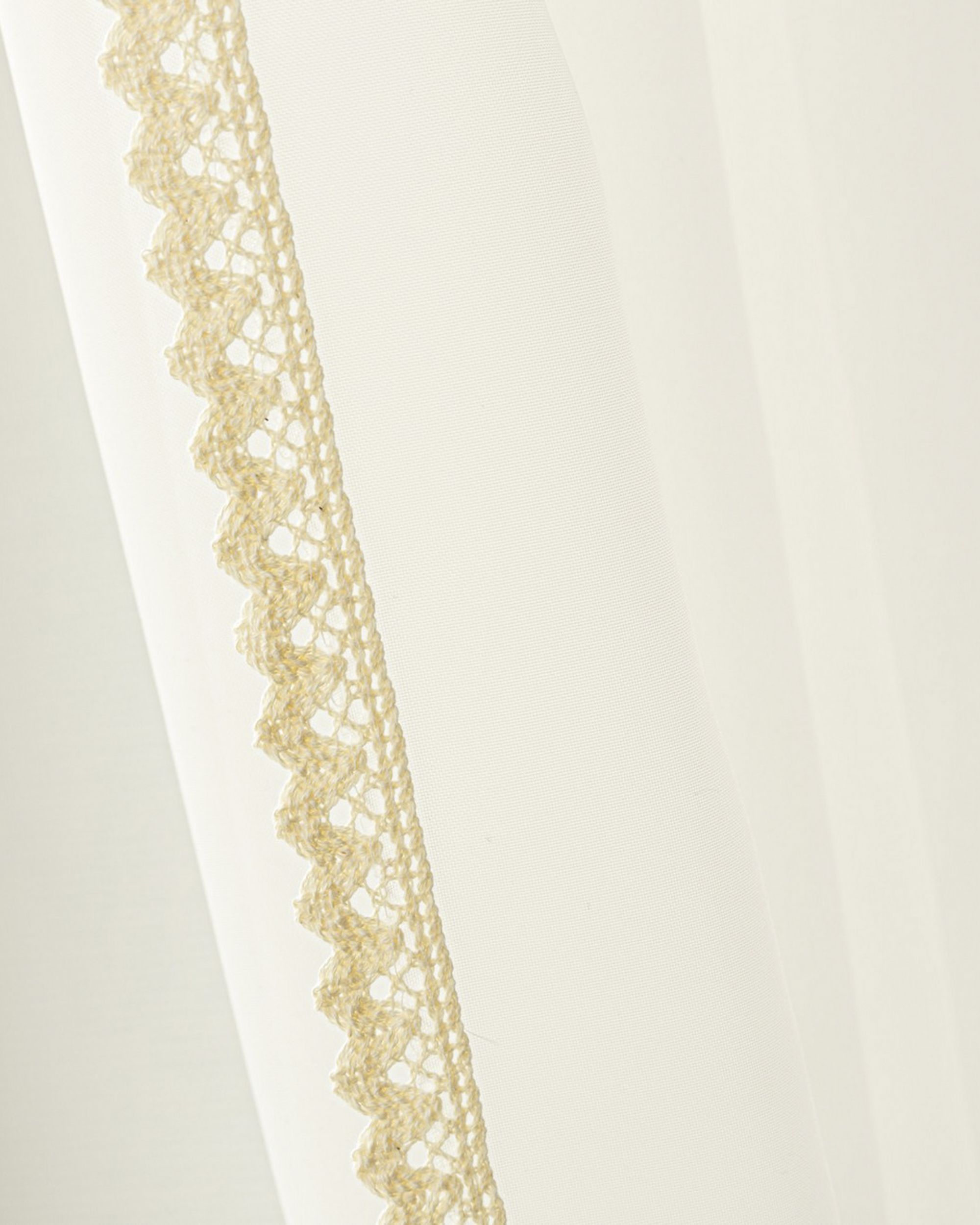 Lily voile net curtains with lace trim - Set of 2 product colour cream fabric semi-sheer, gloss (hover)