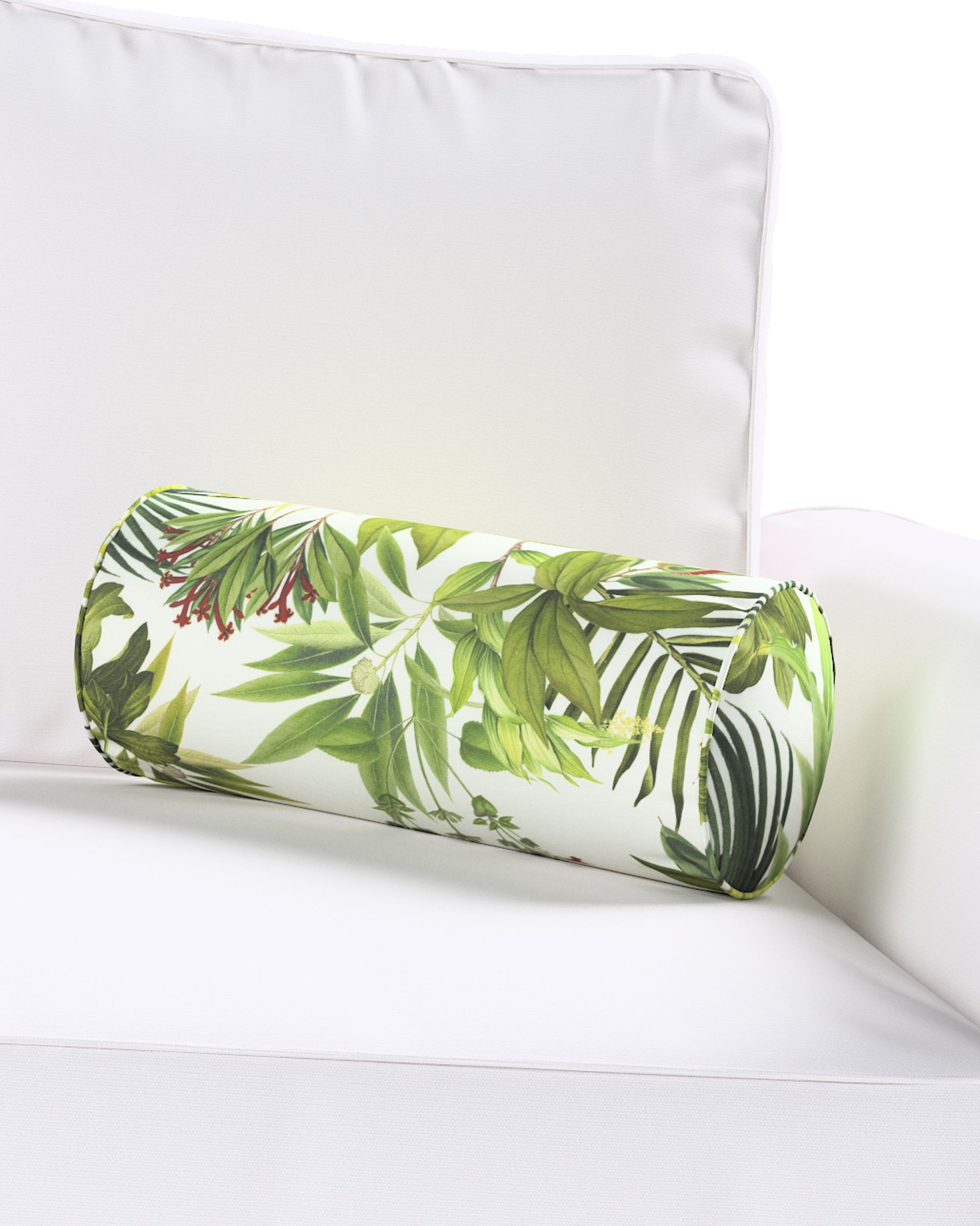 Simple bolster pillow product colour green fabric patterned (hover)