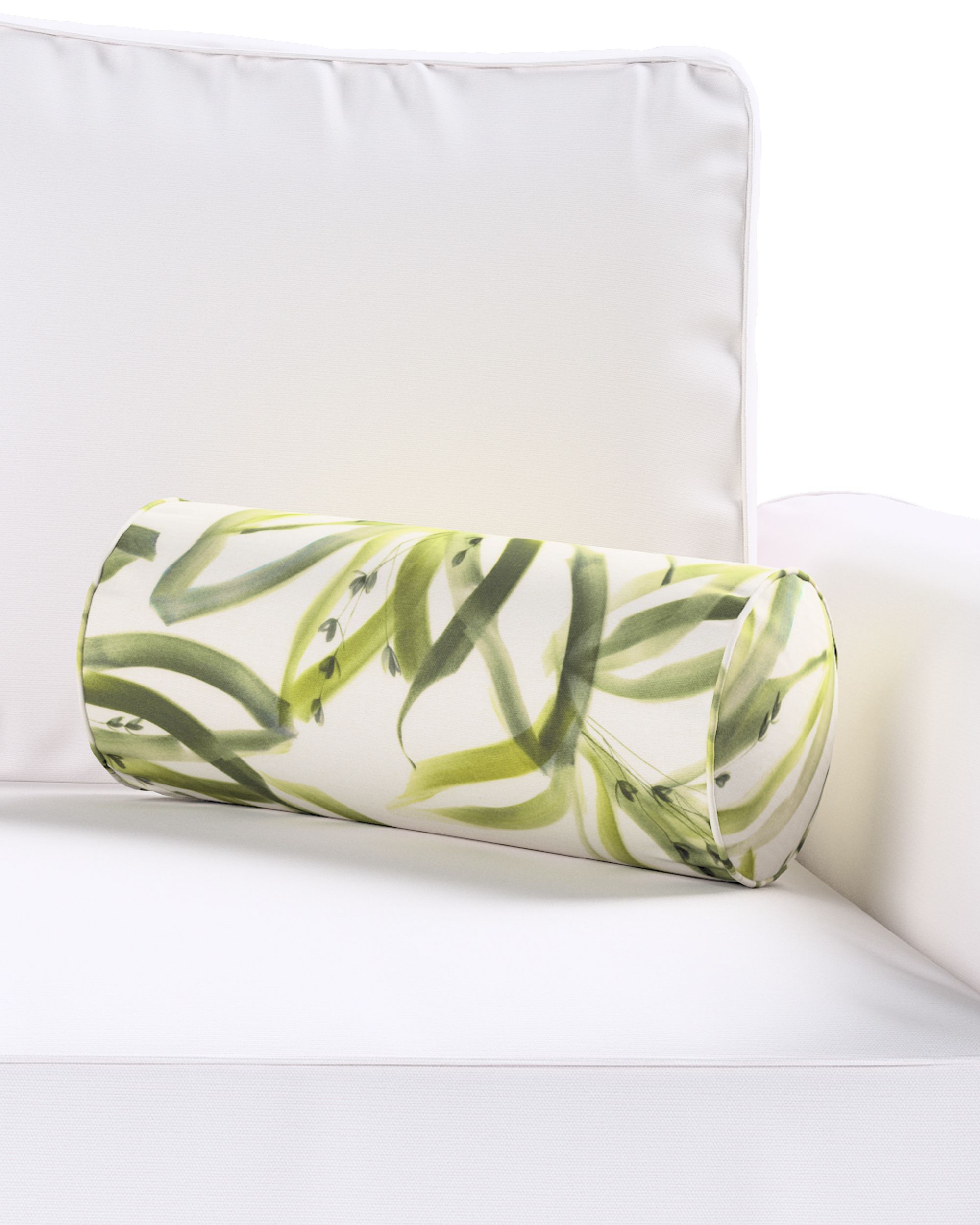 Simple bolster pillow product colour green fabric patterned (hover)