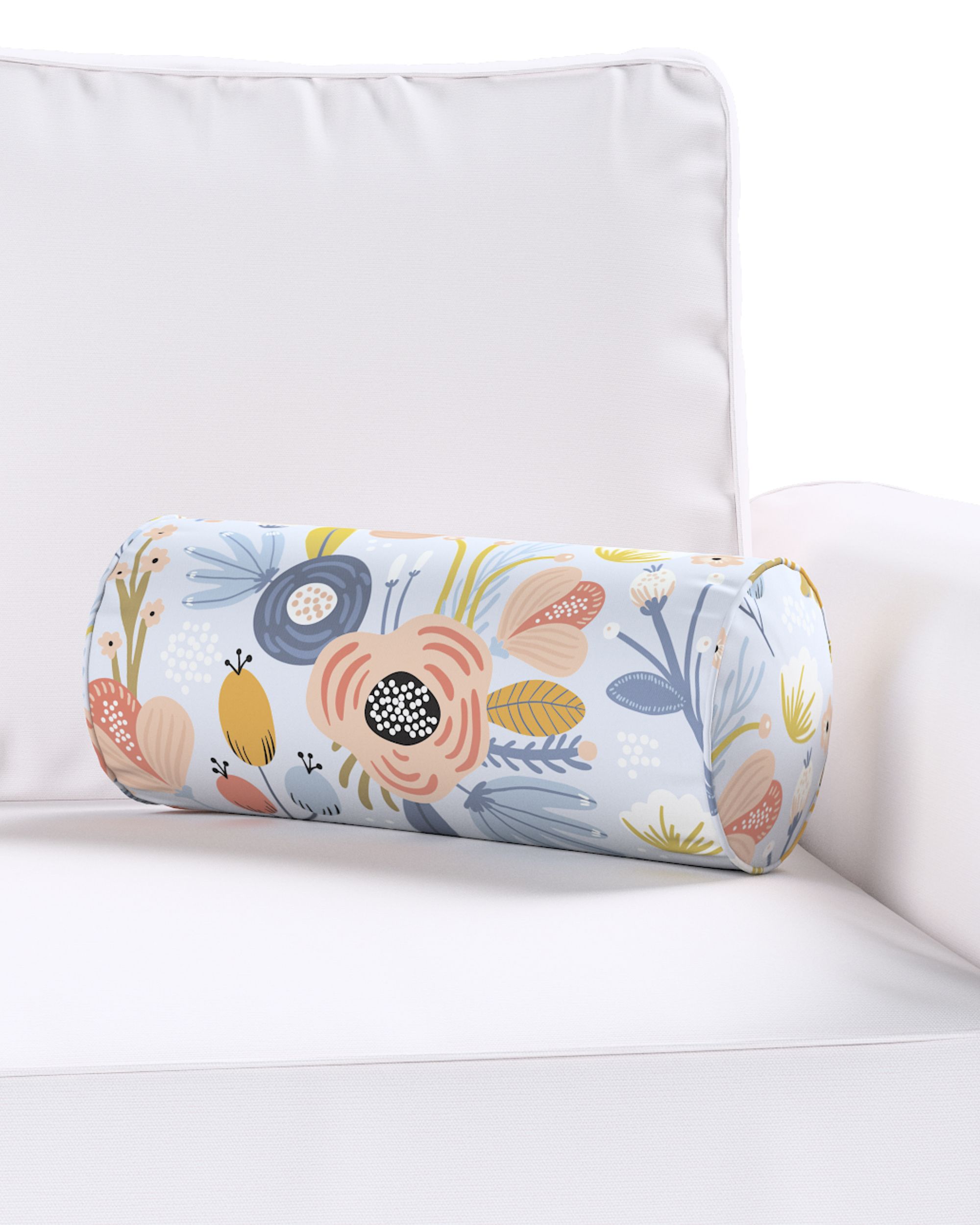 Simple bolster pillow product colour blue fabric patterned (hover)