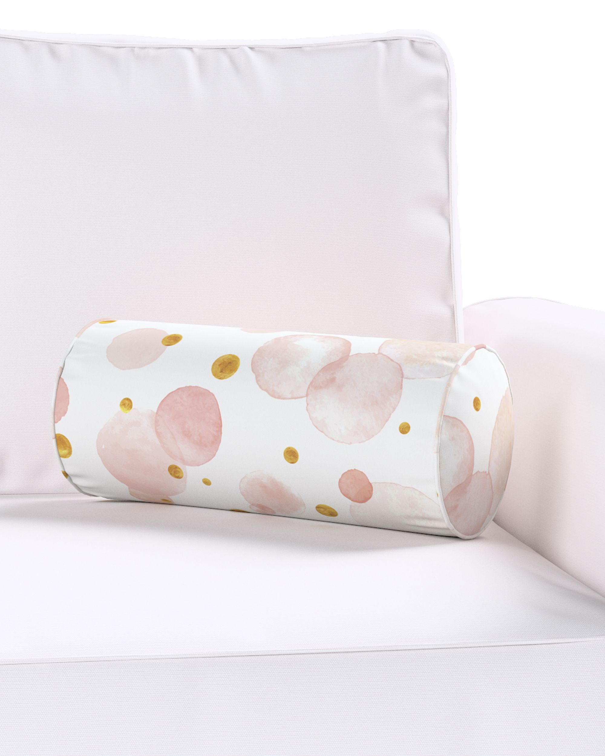 Simple bolster pillow product colour pink fabric patterned (hover)