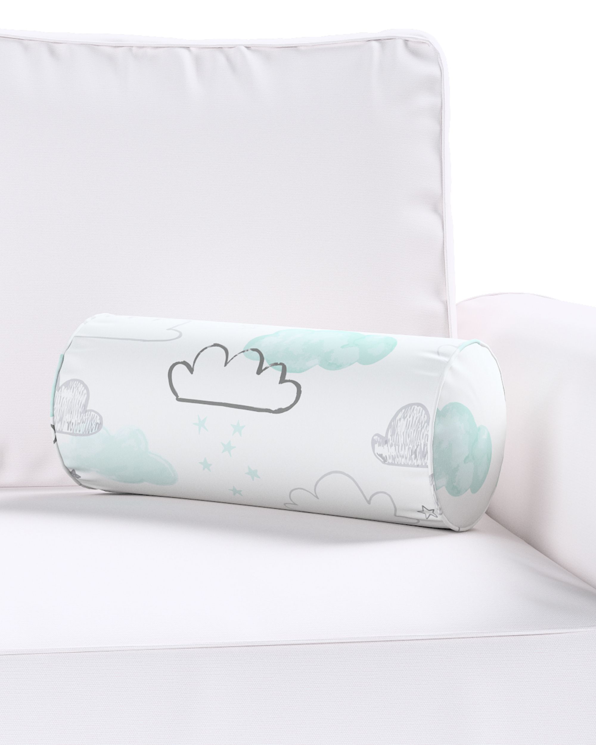 Simple bolster pillow product colour white fabric patterned (hover)