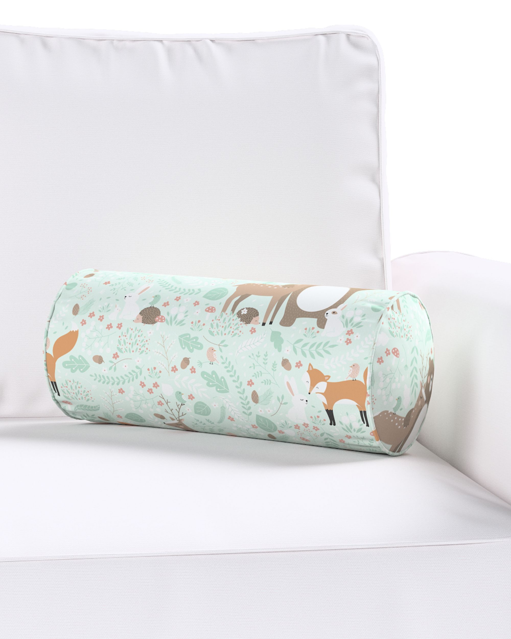 Simple bolster pillow product colour green fabric patterned (hover)