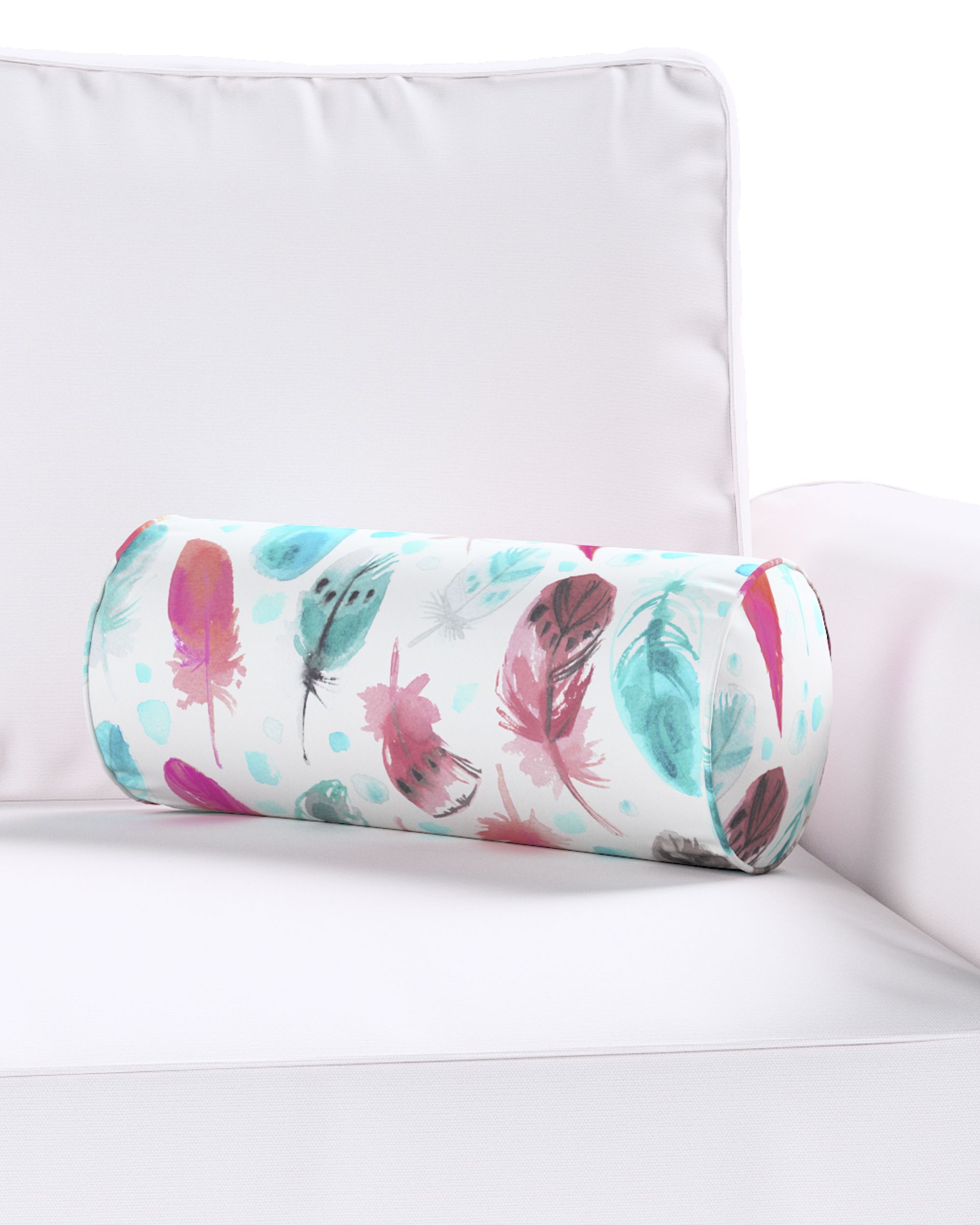 Simple bolster pillow product colour blue fabric patterned (hover)