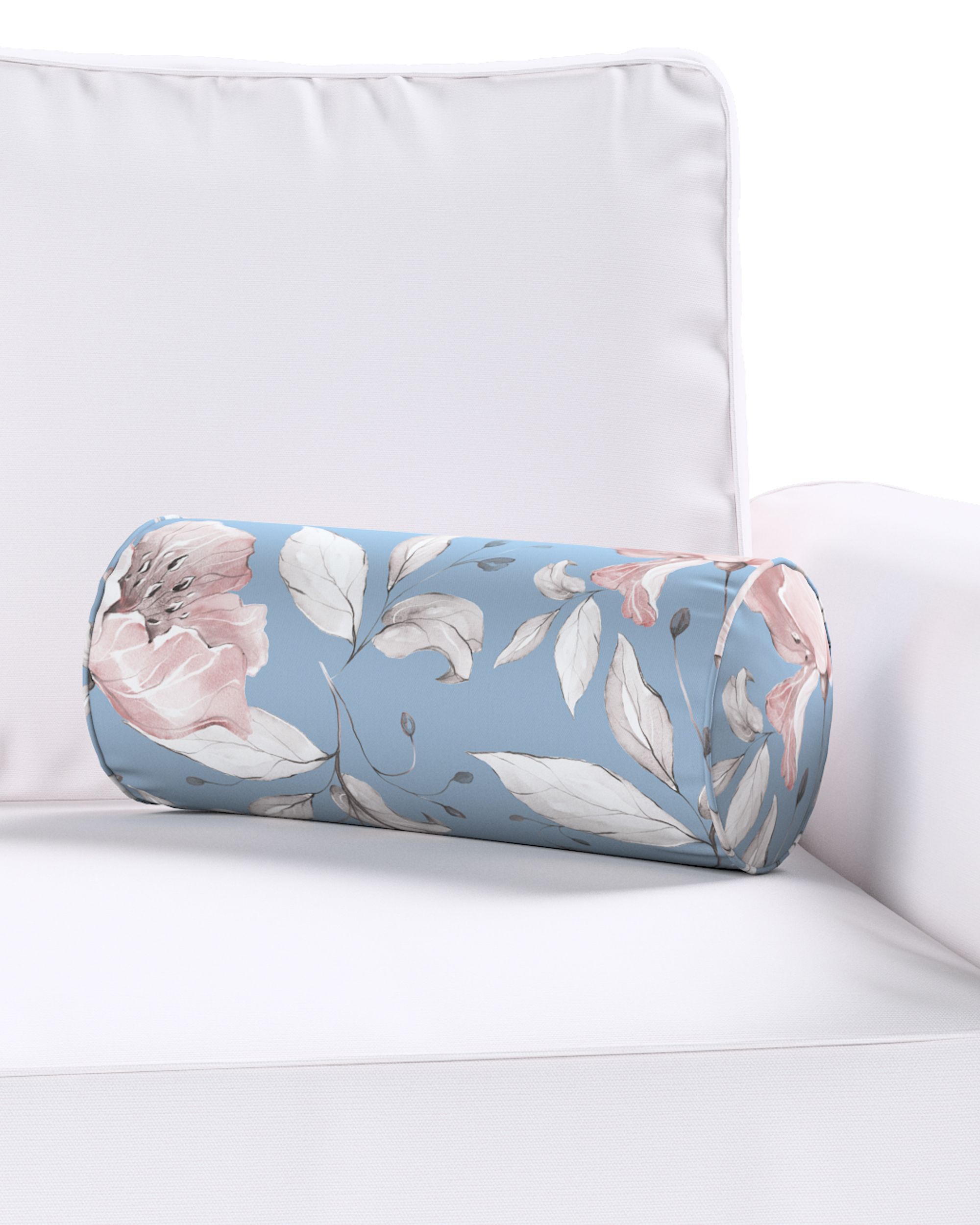 Simple bolster pillow product colour blue fabric patterned (hover)