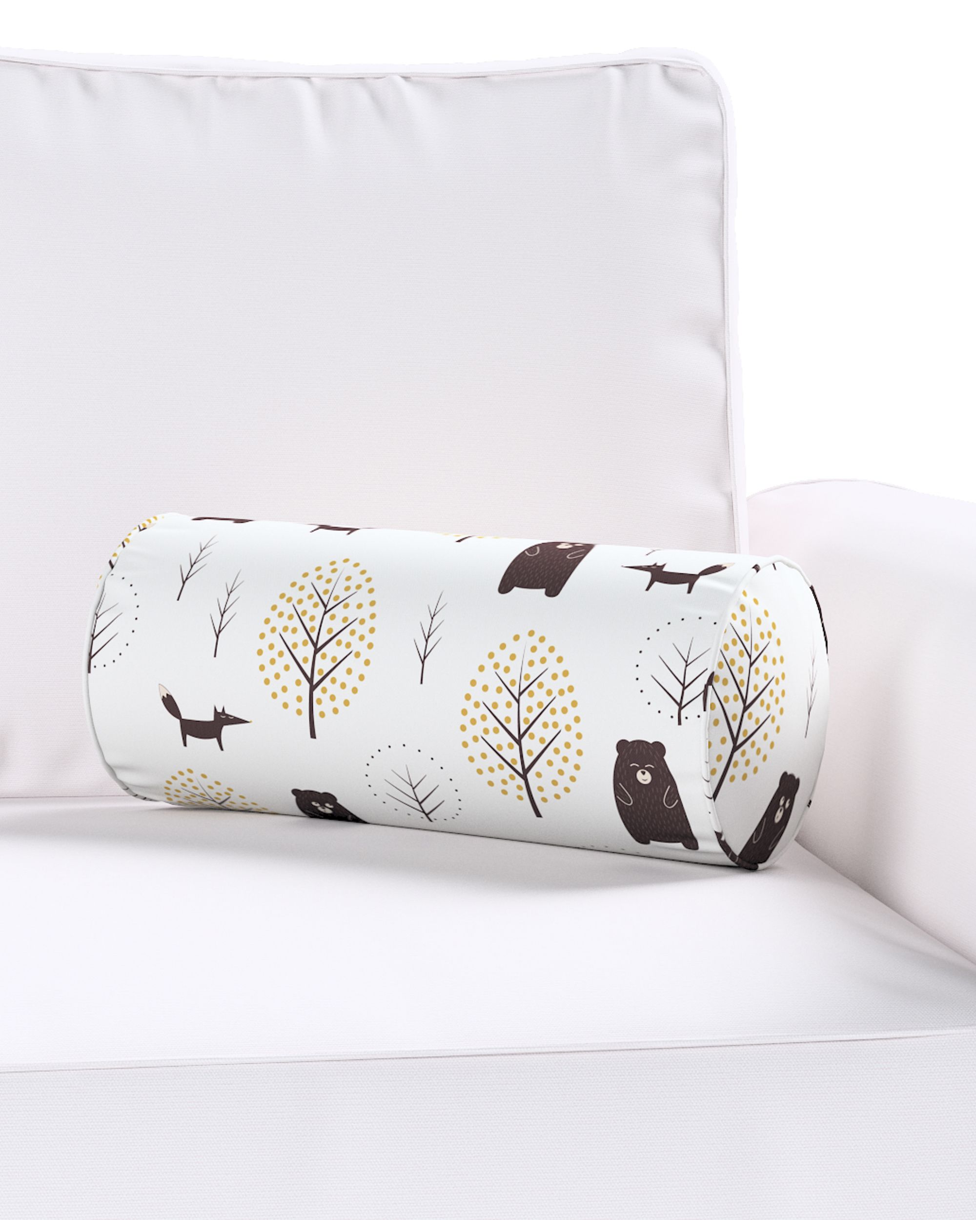 Simple bolster pillow product colour brown fabric patterned (hover)