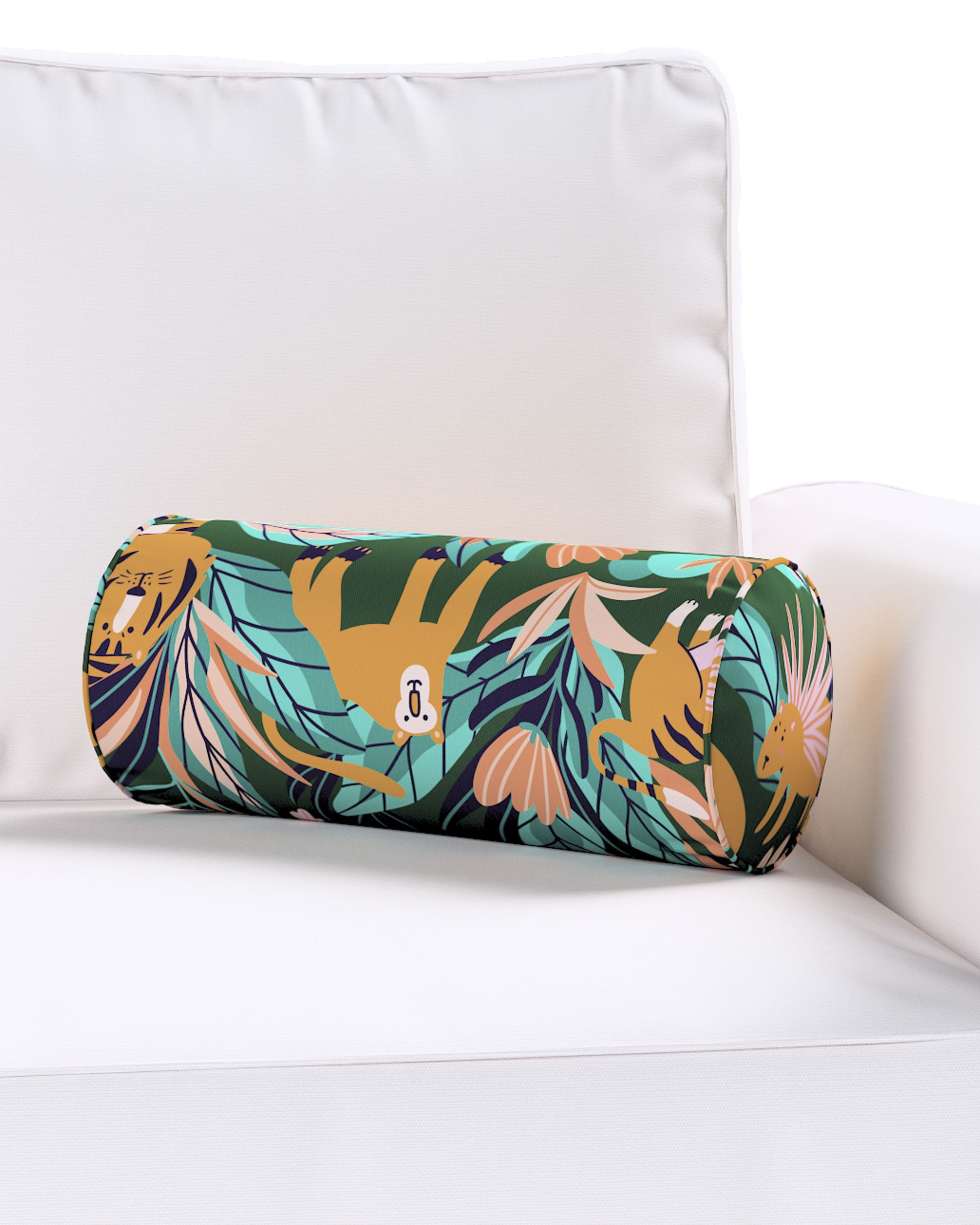 Simple bolster pillow product colour orange fabric patterned (hover)
