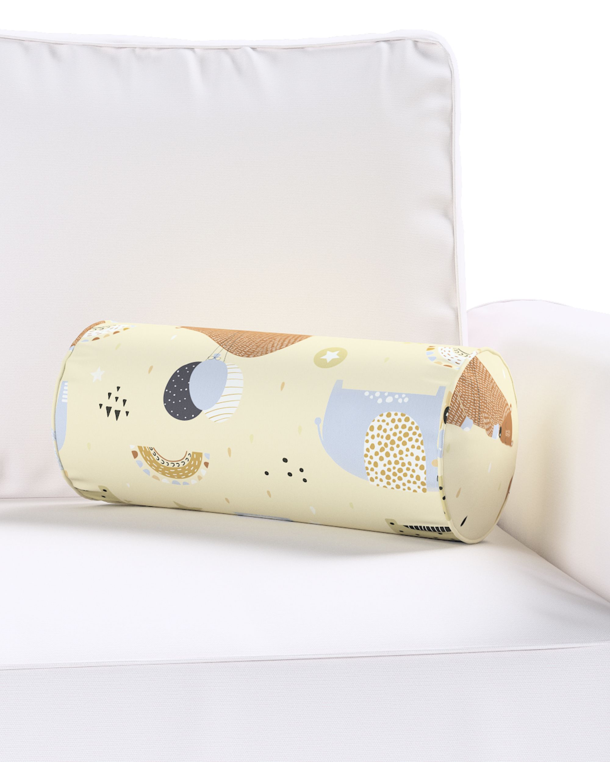 Simple bolster pillow product colour beige fabric patterned (hover)
