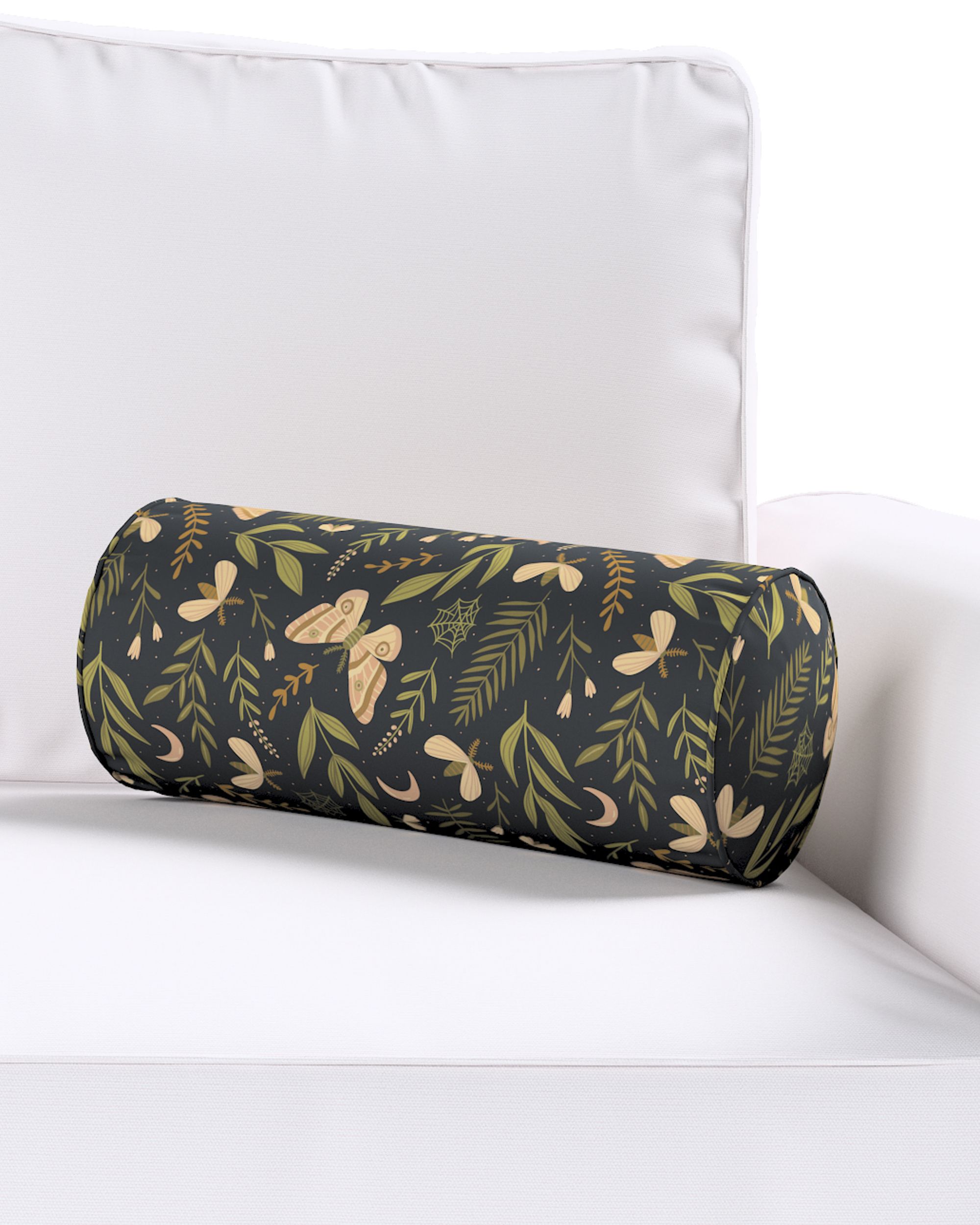 Simple bolster pillow product colour black fabric patterned (hover)