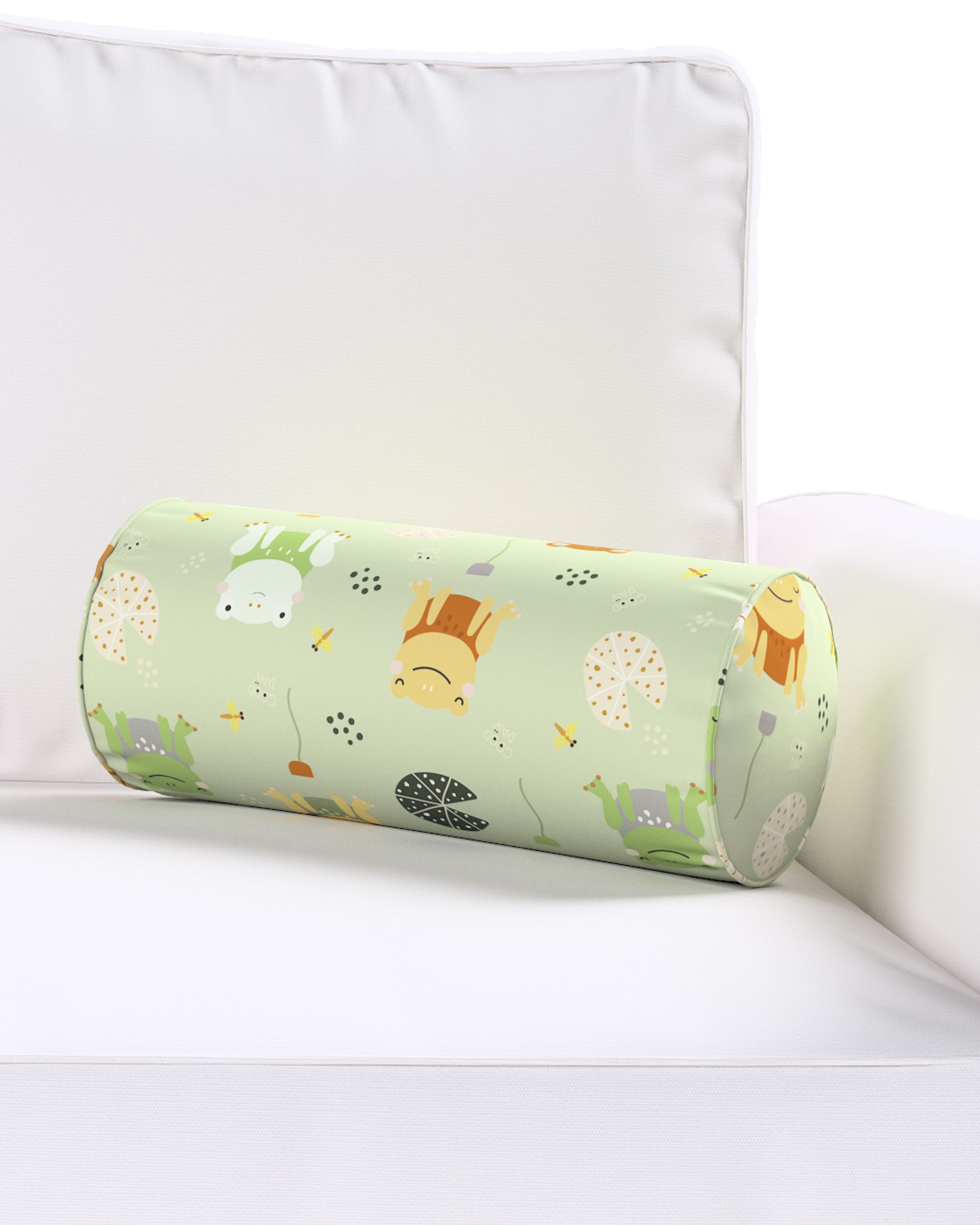 Simple bolster pillow product colour green fabric patterned (hover)
