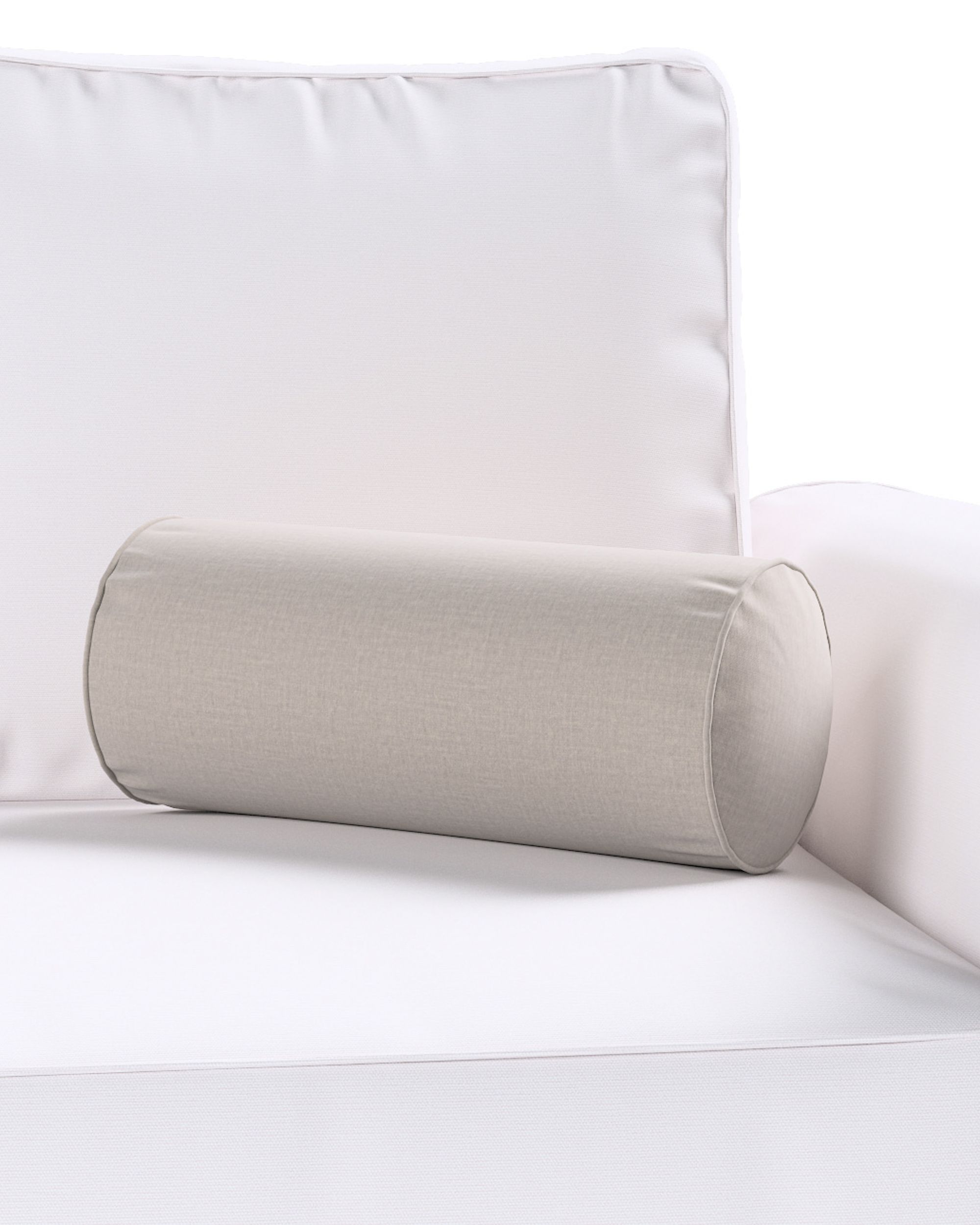 Simple bolster pillow product colour beige fabric velvet (hover)