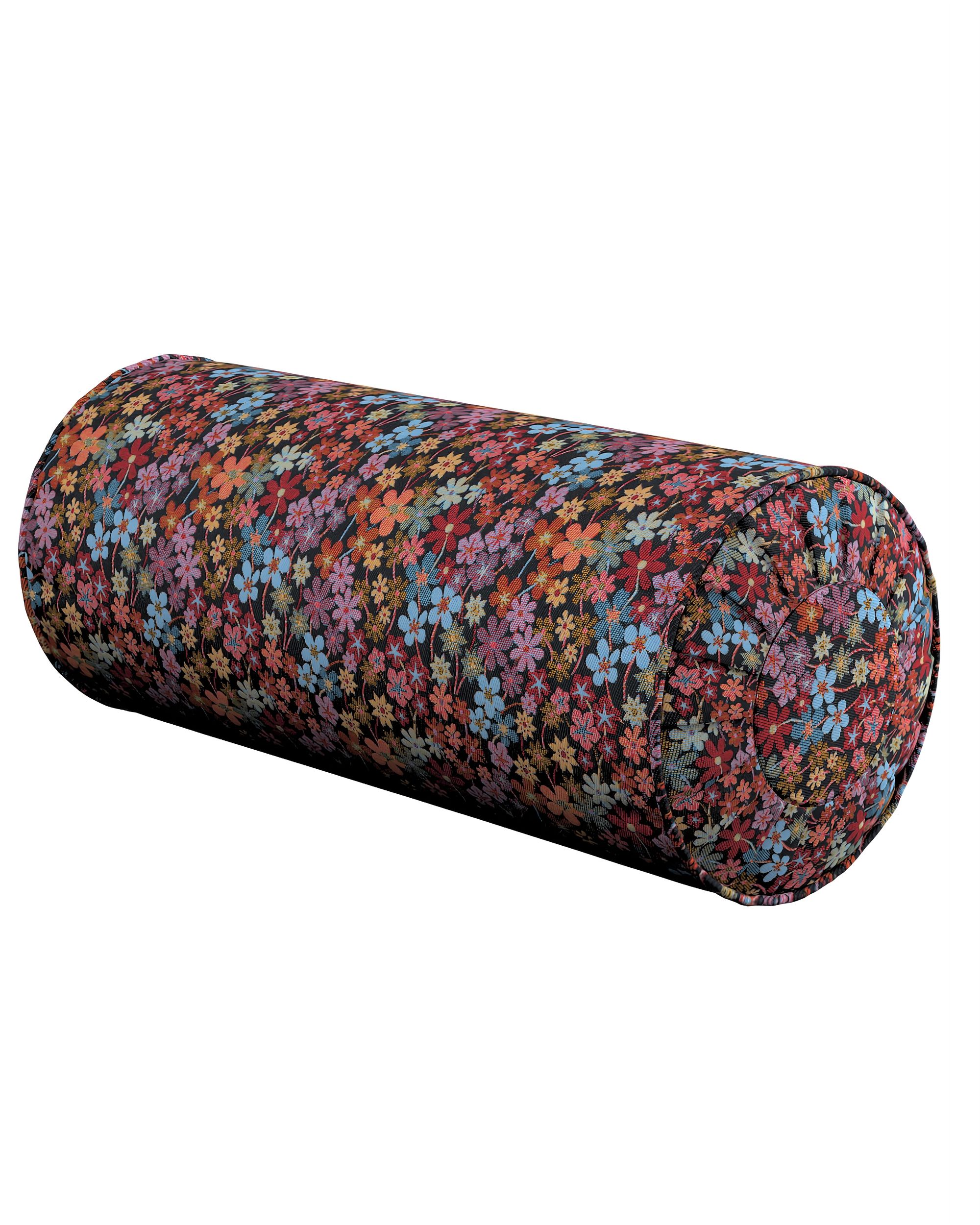 Bolster pillow with pleats product colour multicolour fabric structured, patterned