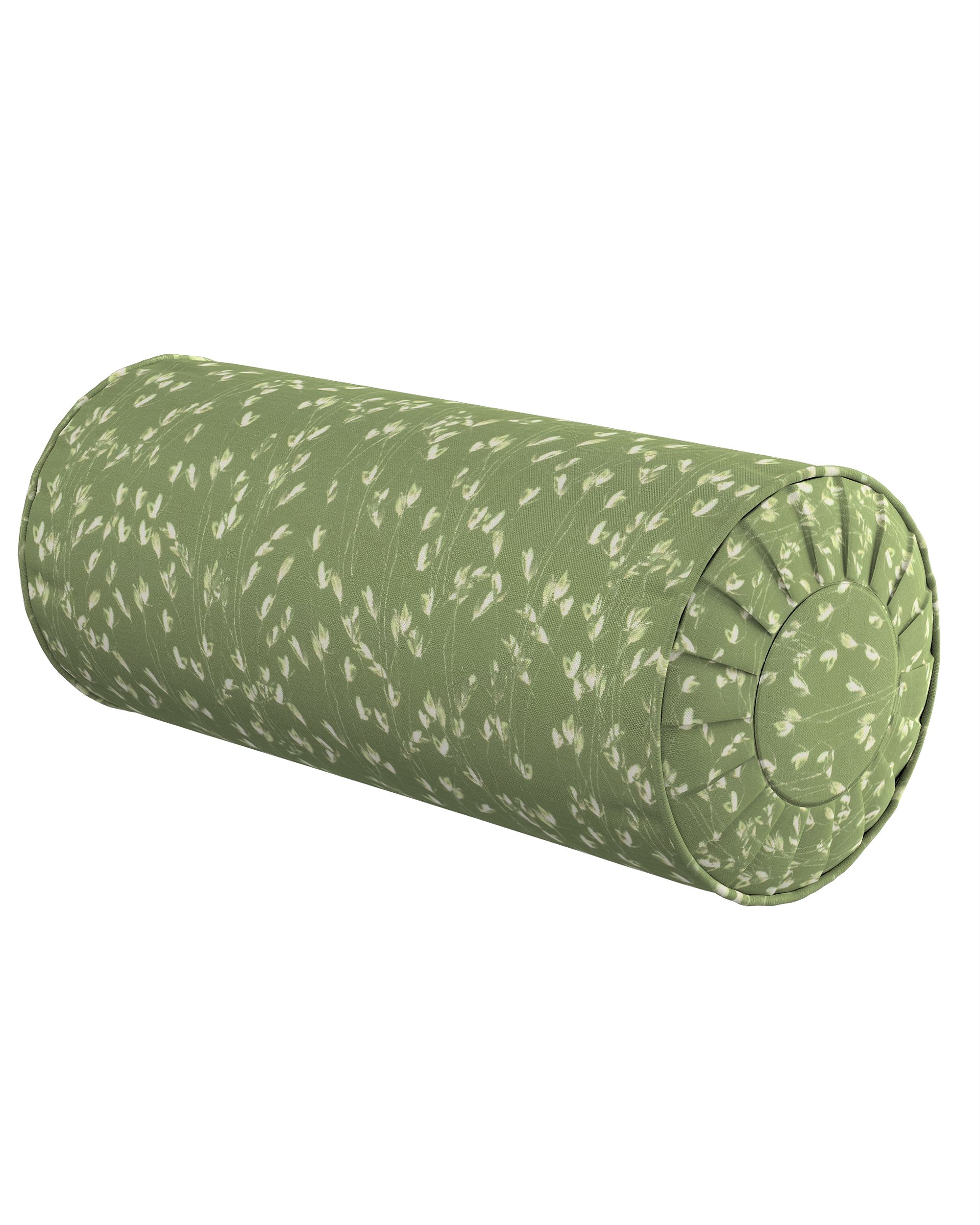 Bolster pillow with pleats product colour green fabric patterned