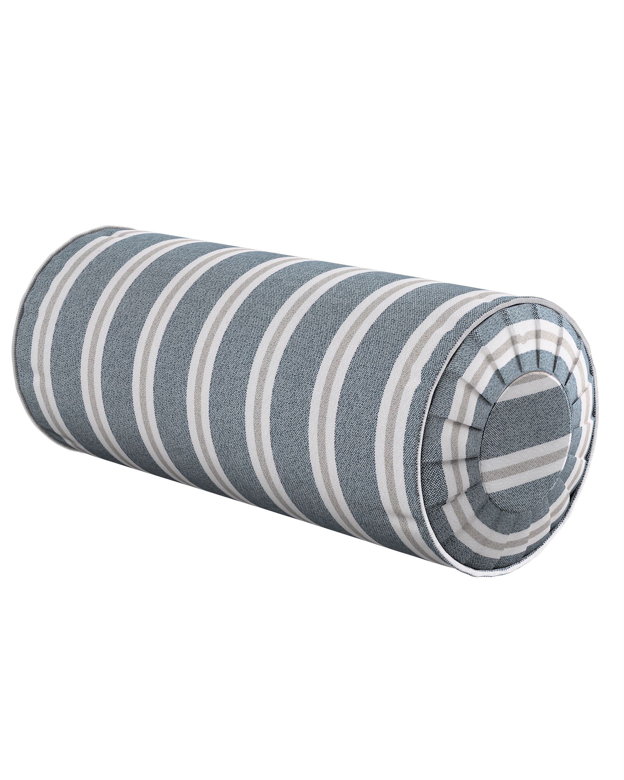 Bolster pillow with pleats product colour blue fabric structured, patterned