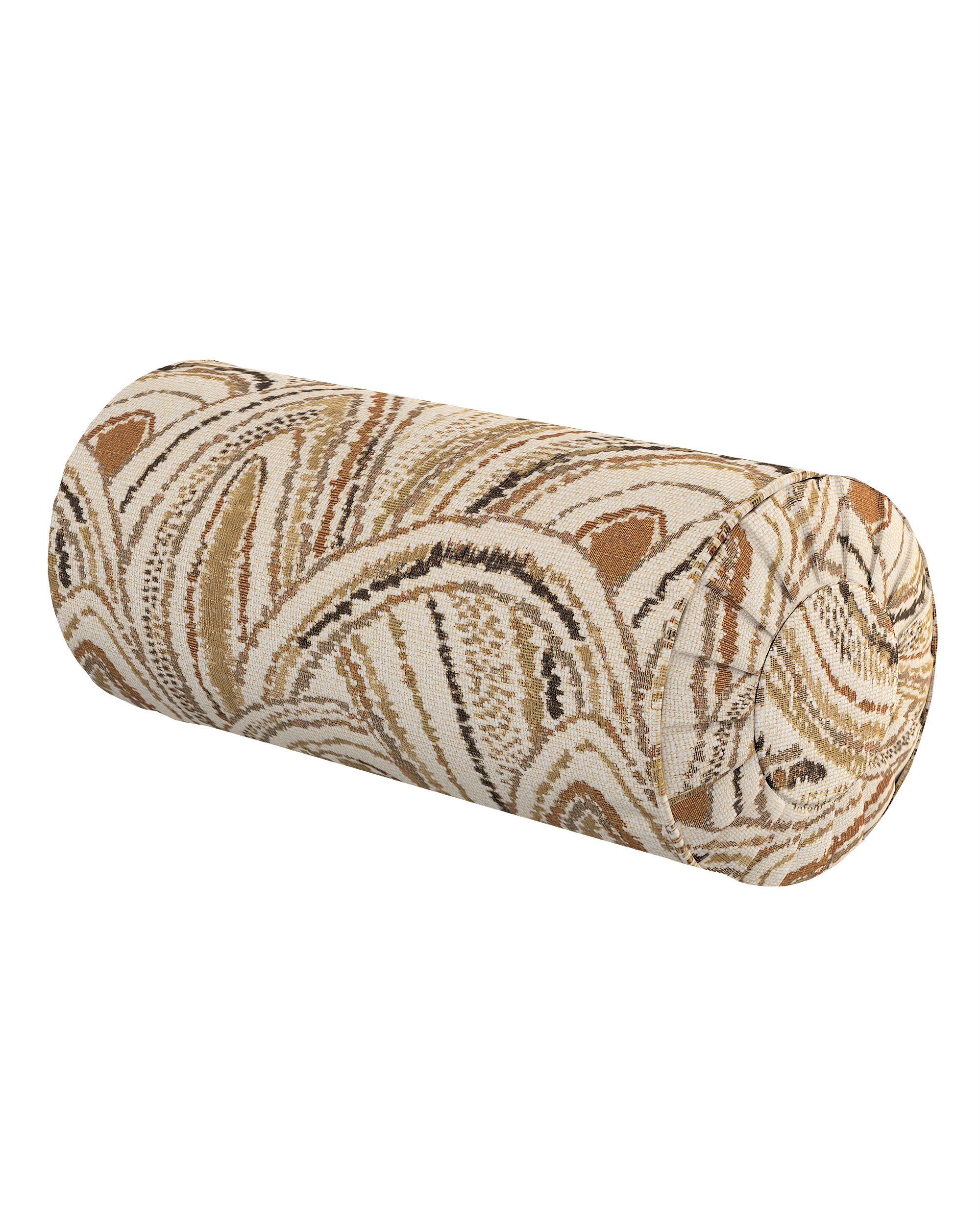 Bolster pillow with pleats product colour beige fabric structured, patterned
