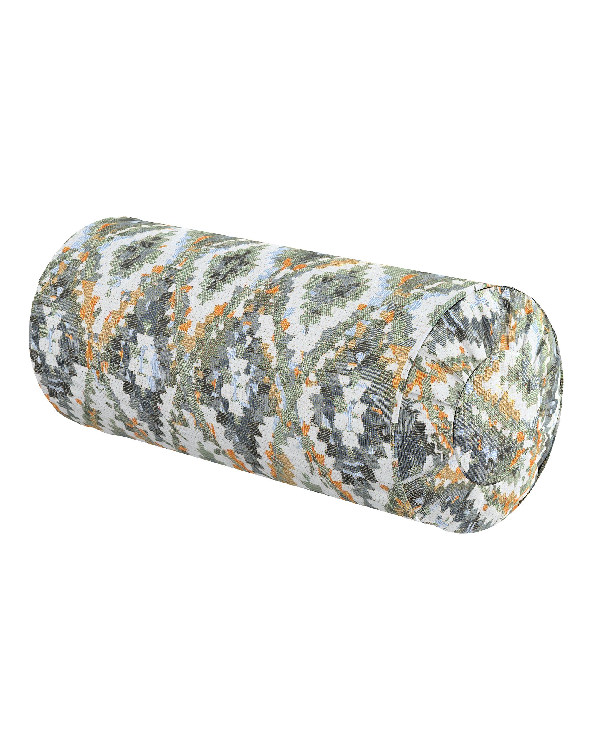 Bolster pillow with pleats product colour blue fabric structured, patterned