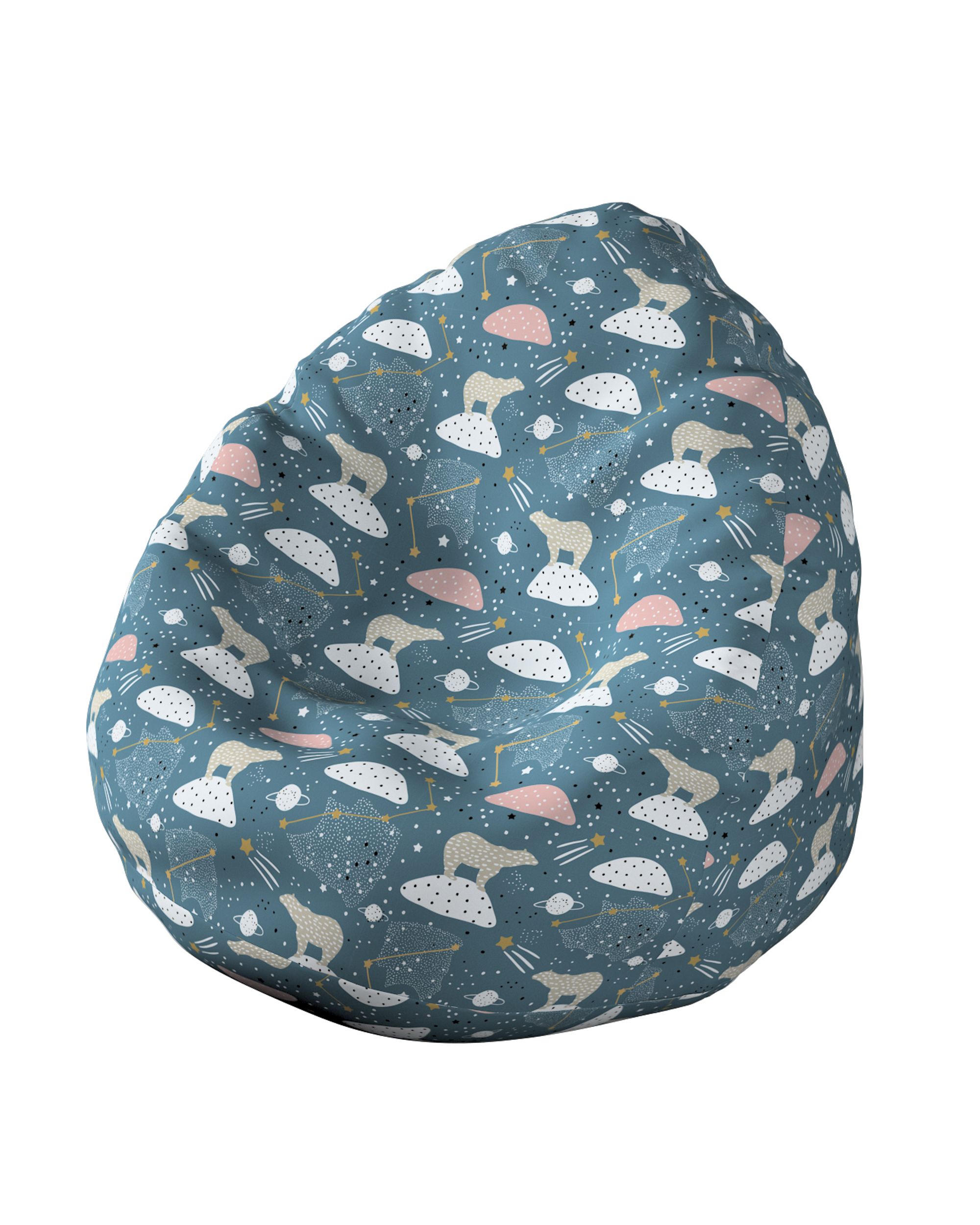 Beanbag product colour blue fabric patterned