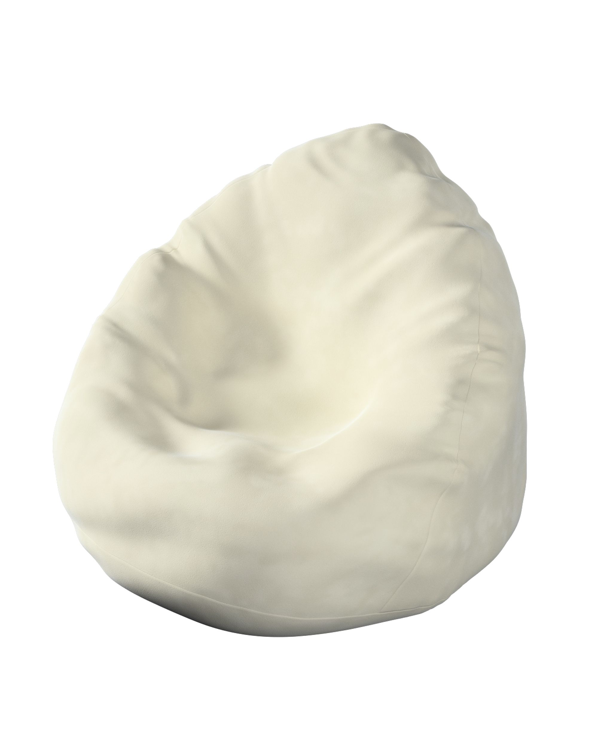 Beanbag product colour cream fabric gloss, velvet
