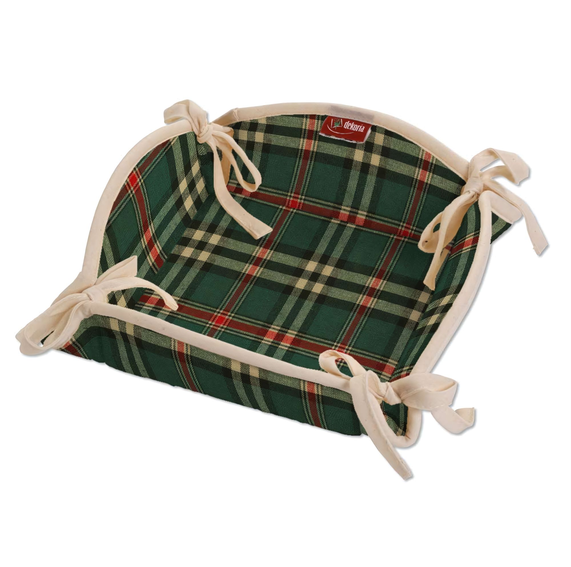 Textile basket product colour green fabric patterned