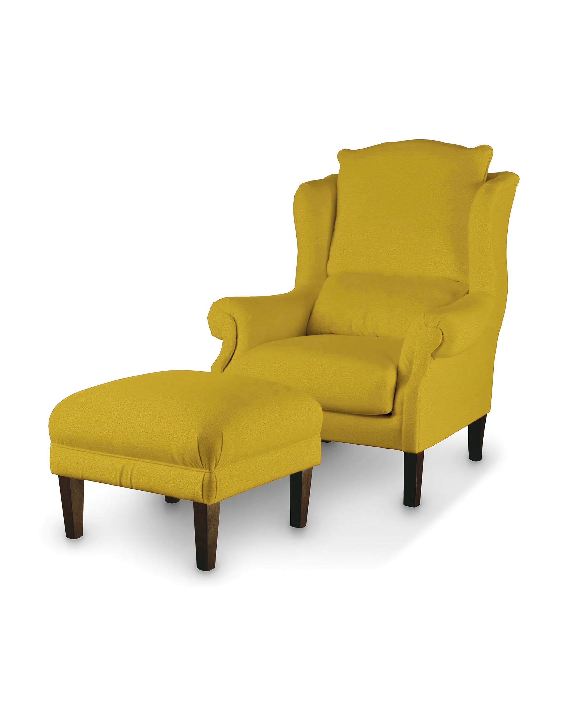 Armchair footstool product colour yellow fabric velvet (hover)