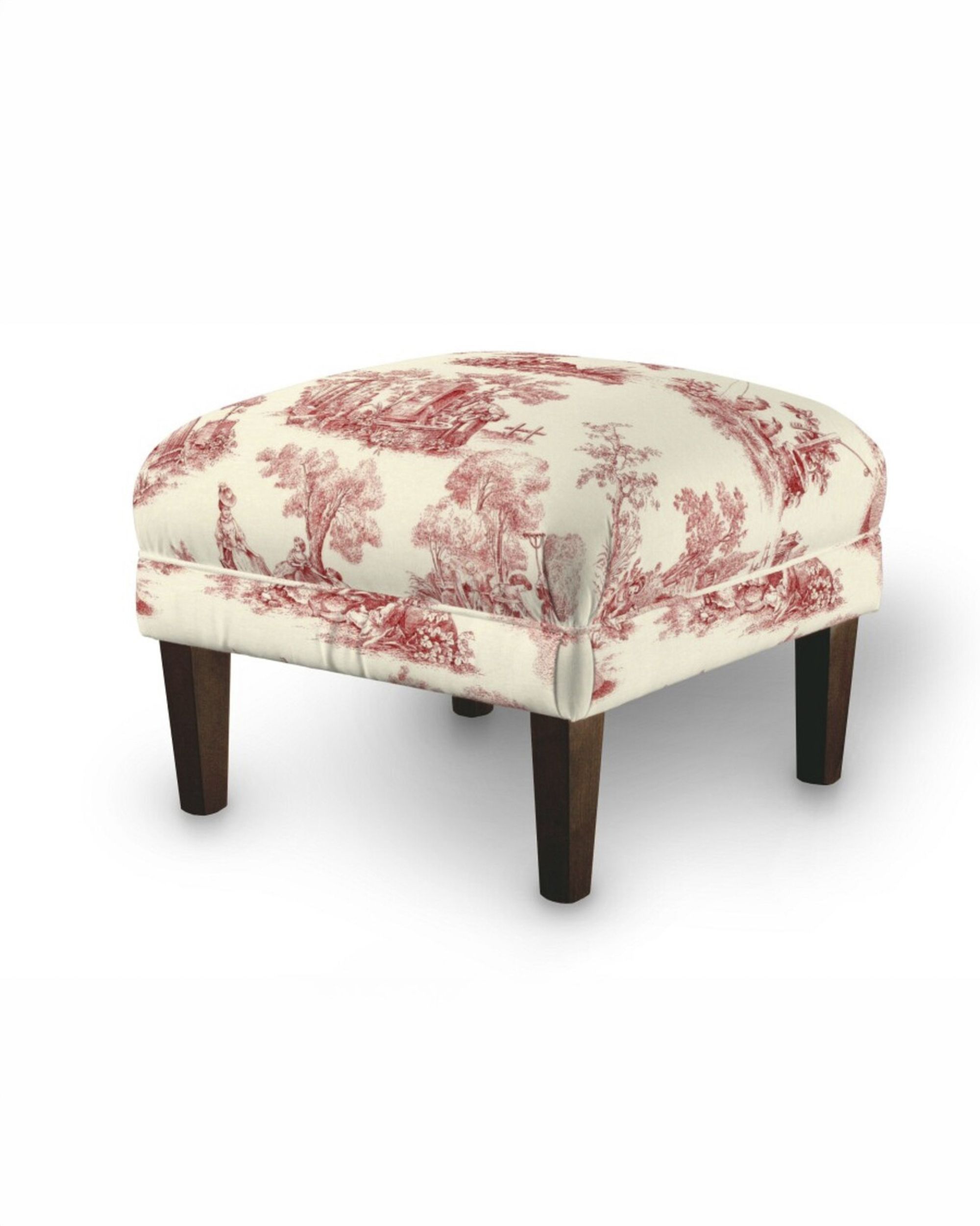 Armchair footstool product colour red fabric patterned
