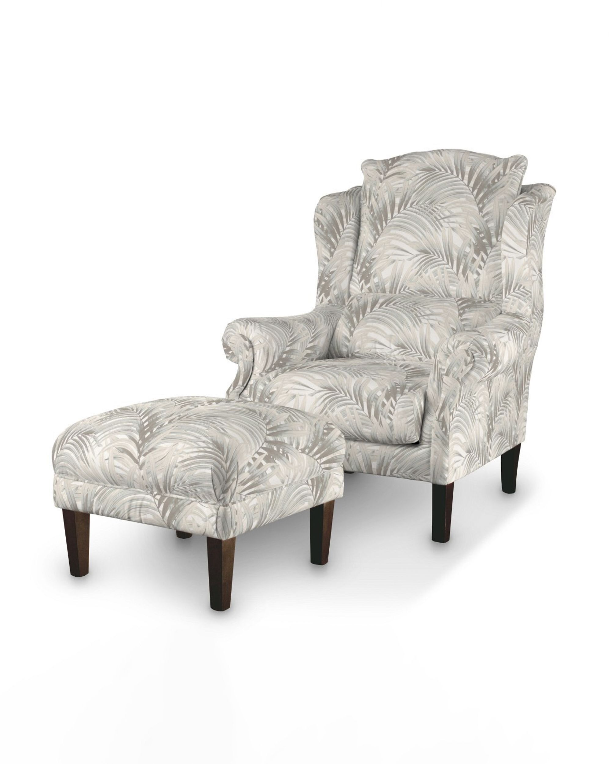 Armchair footstool product colour beige fabric patterned (hover)
