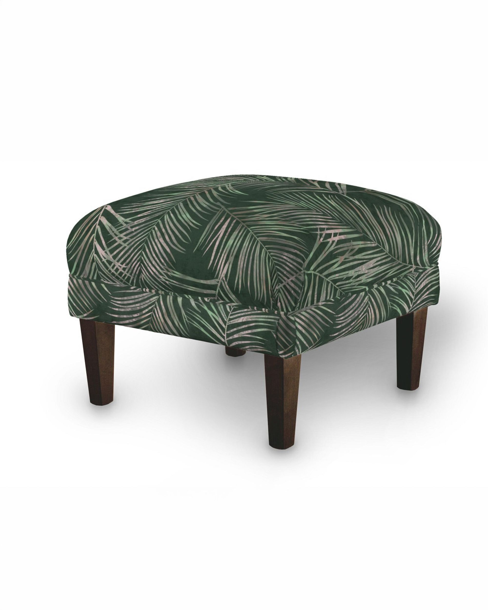 Armchair footstool product colour green fabric velvet, patterned