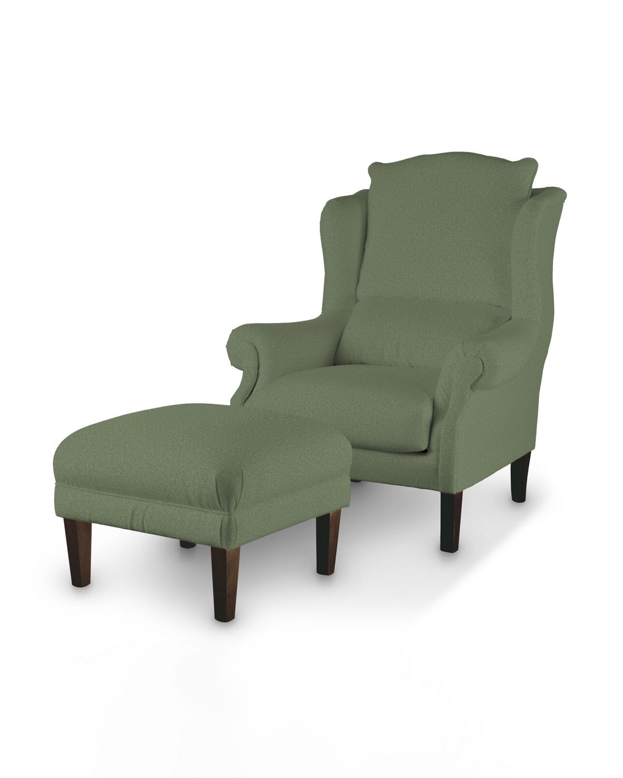 Armchair footstool product colour green fabric structured (hover)