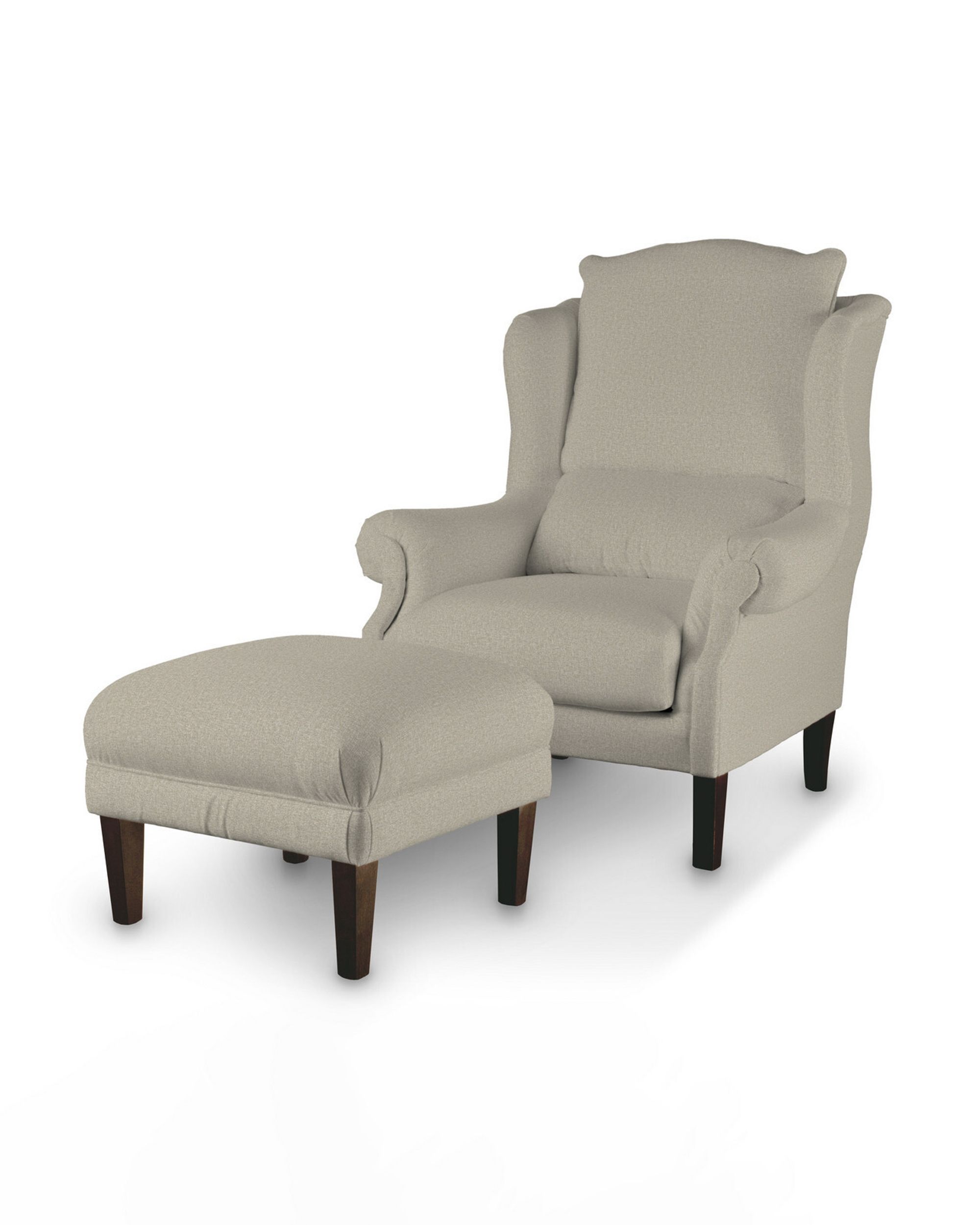 Armchair footstool product colour beige fabric structured (hover)