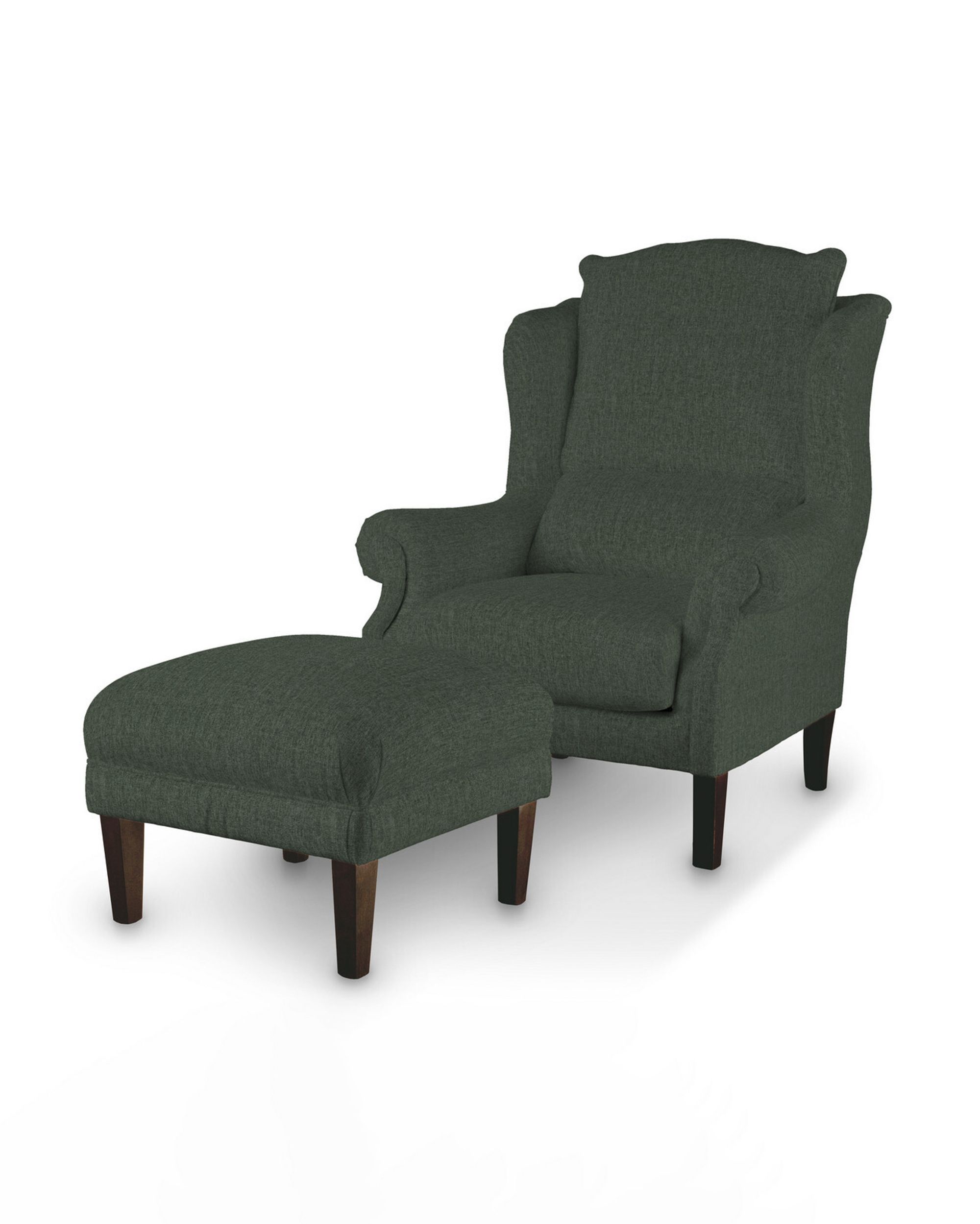 Armchair footstool product colour green fabric structured (hover)