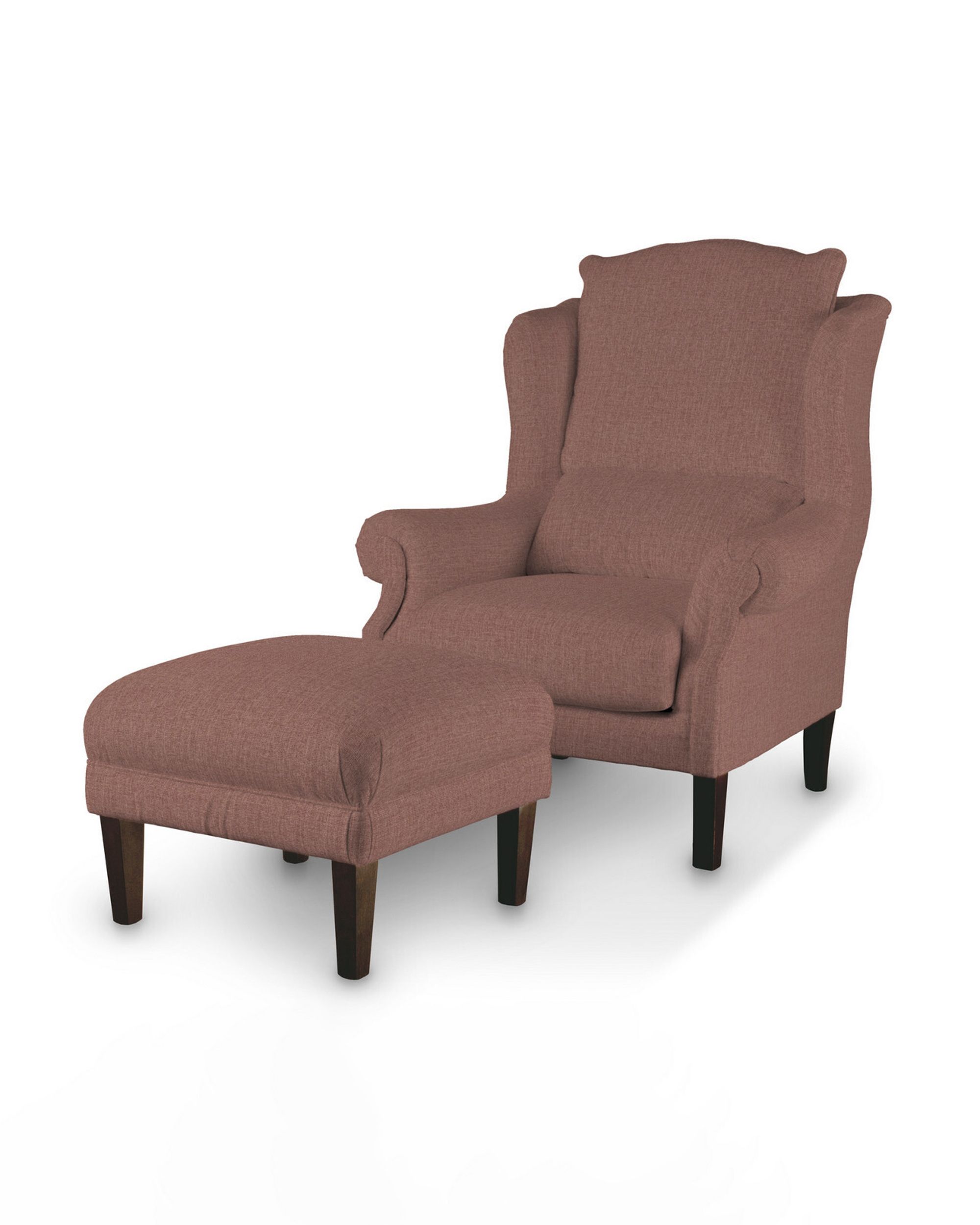 Armchair footstool product colour brown fabric structured (hover)