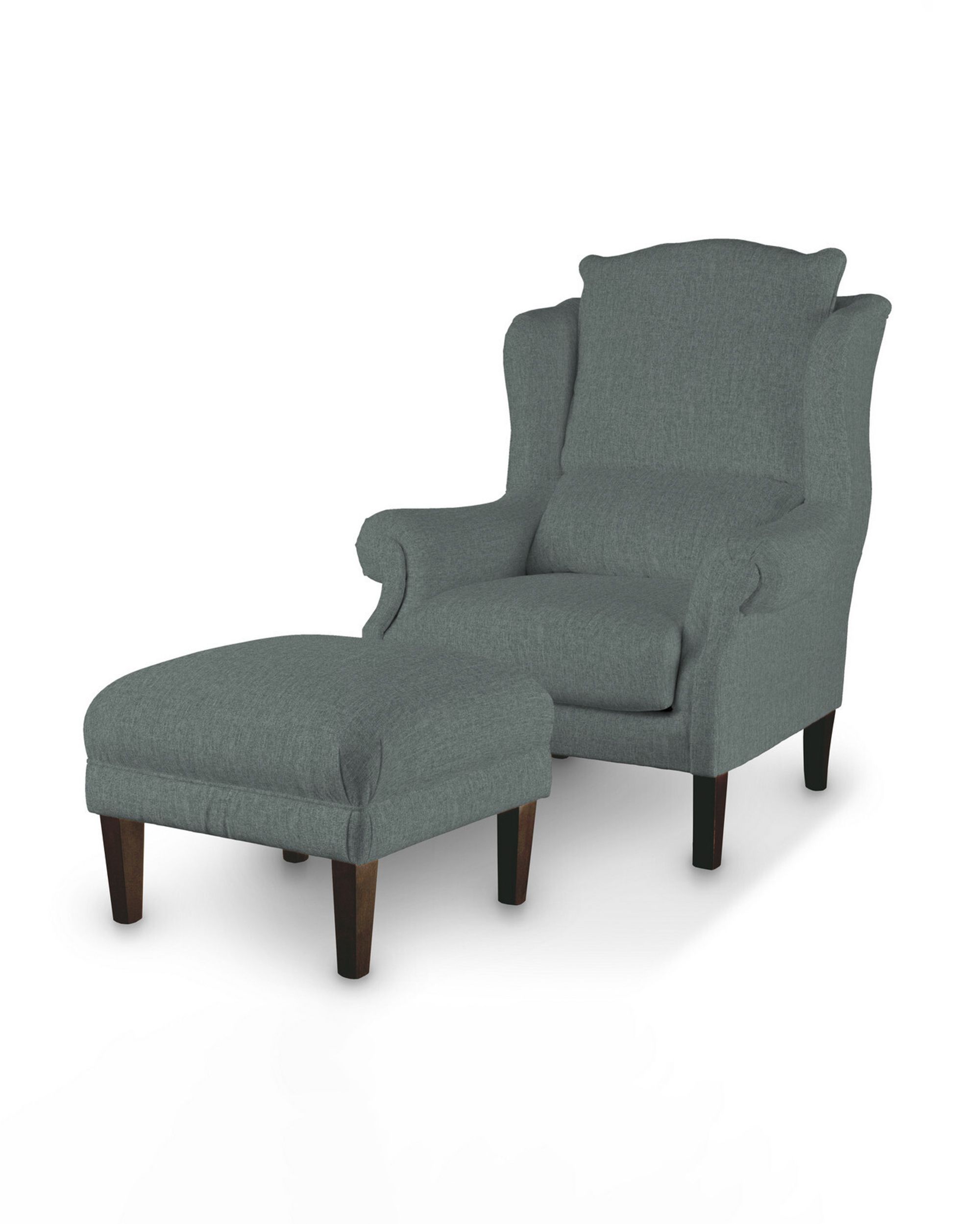 Armchair footstool product colour blue fabric structured (hover)