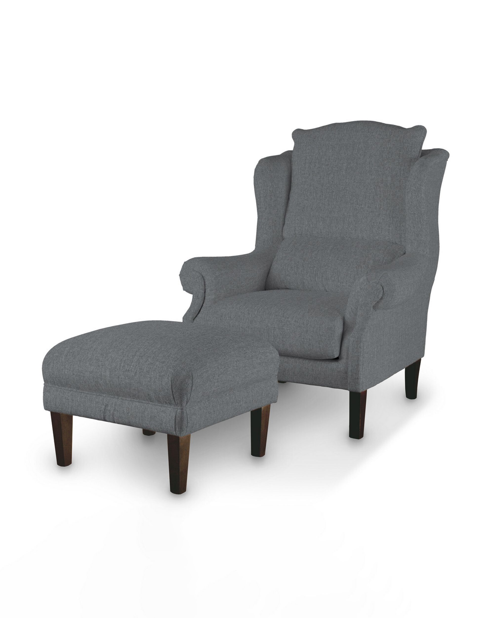 Armchair footstool product colour grey fabric structured (hover)