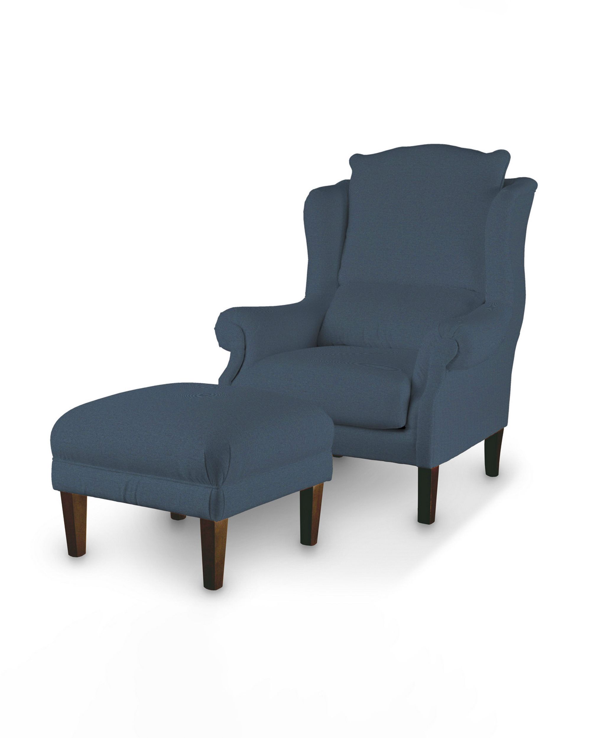 Armchair footstool product colour blue fabric structured (hover)