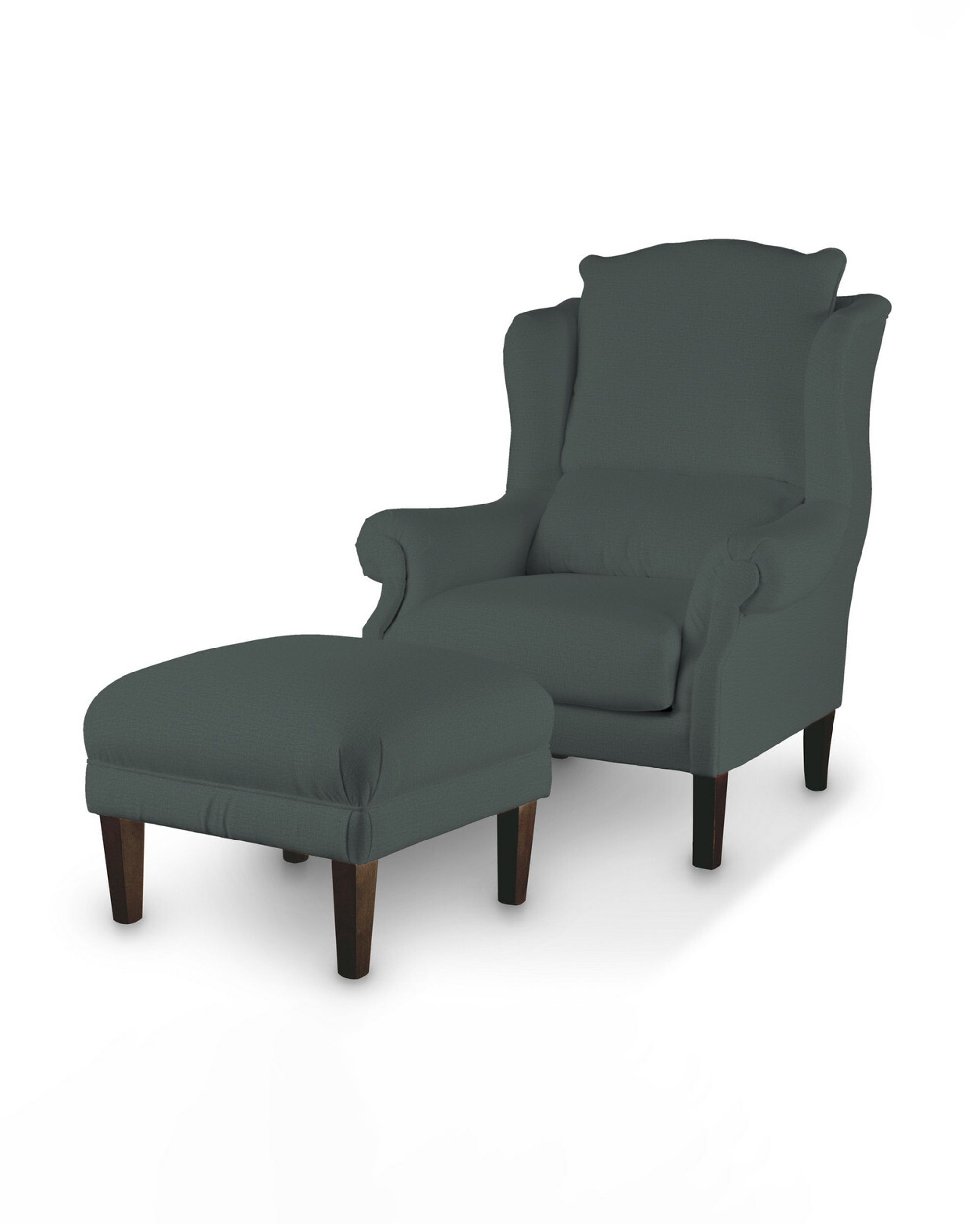 Armchair footstool product colour green fabric velvet (hover)