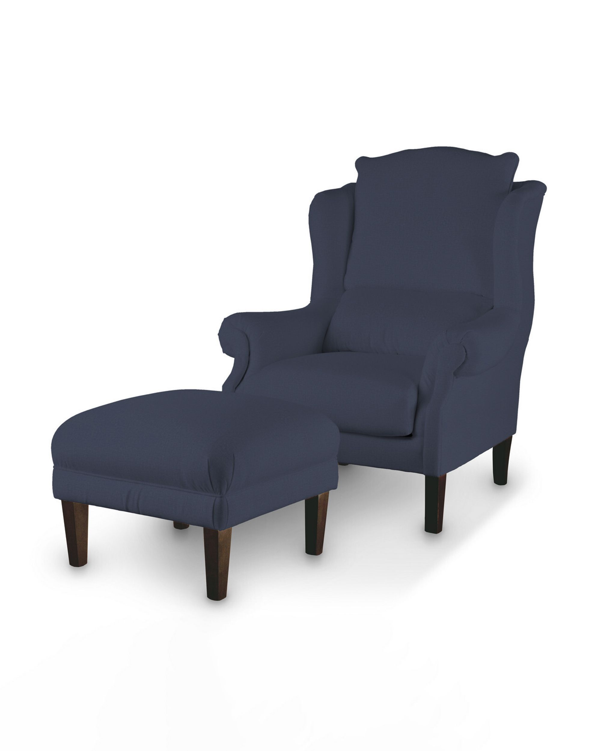 Armchair footstool product colour navy blue fabric velvet (hover)
