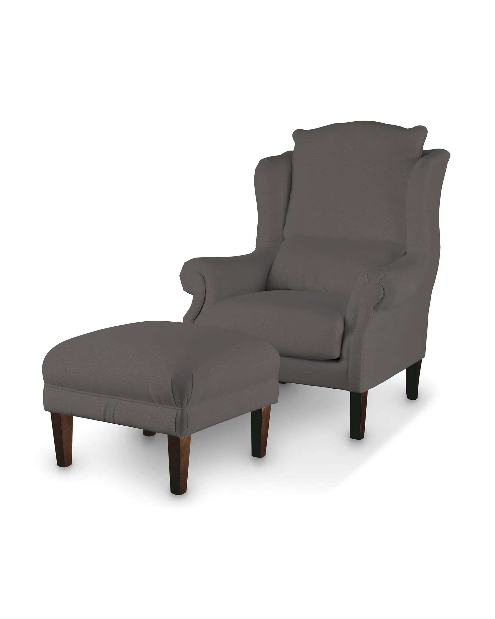 Armchair footstool product colour brown fabric velvet (hover)