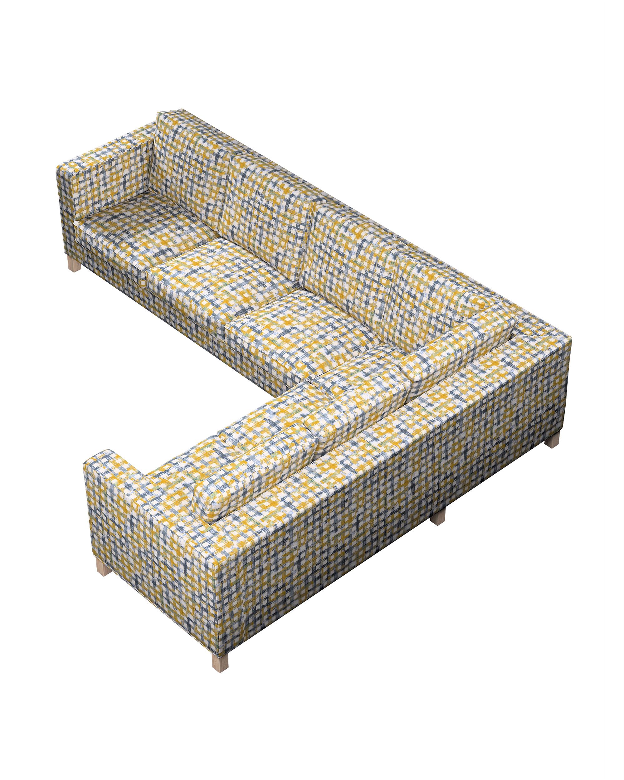 Karlanda corner sofa left cover 3+2 (or right 2+3) product colour blue fabric structured, patterned (hover)