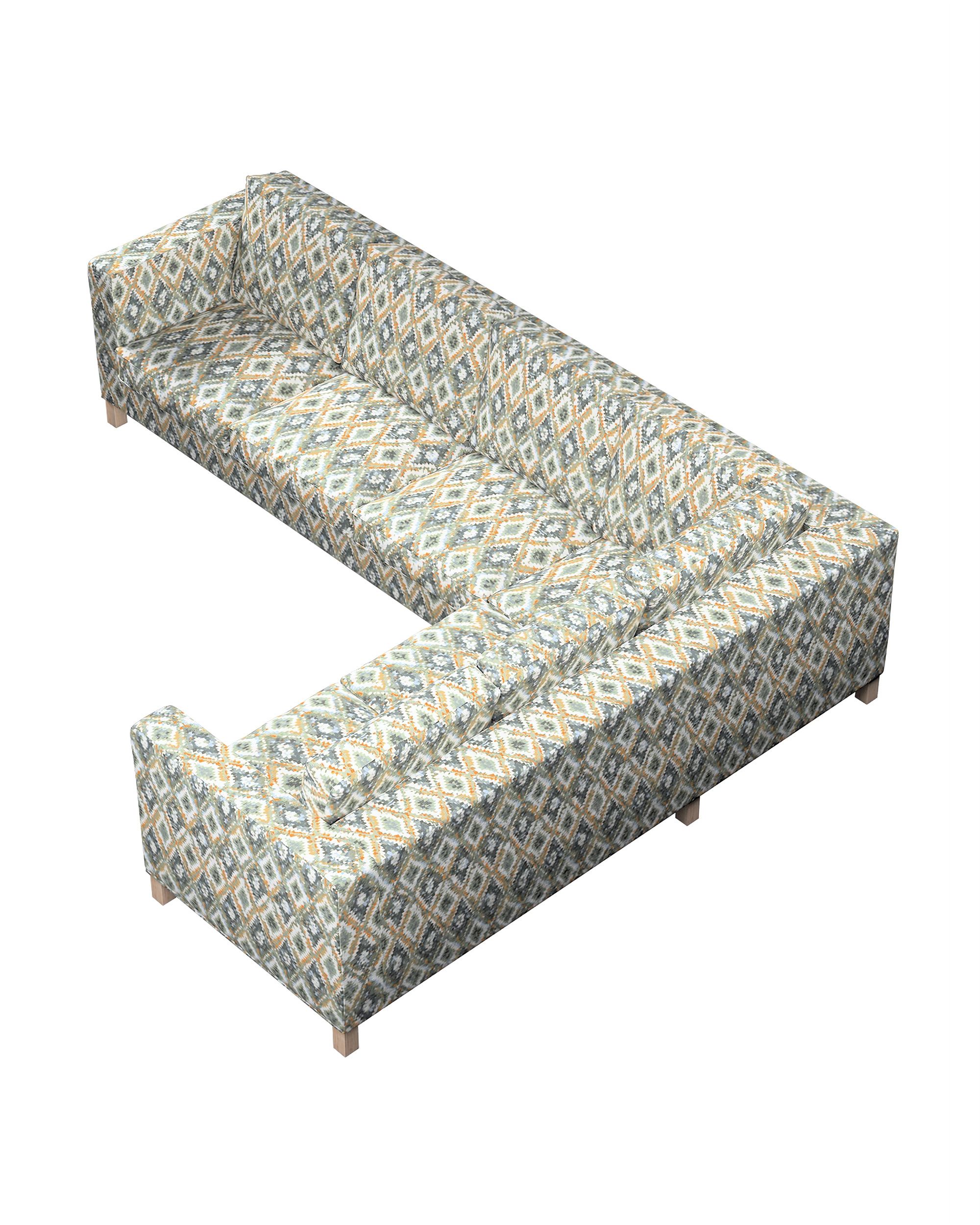 Karlanda corner sofa left cover 3+2 (or right 2+3) product colour blue fabric structured, patterned (hover)