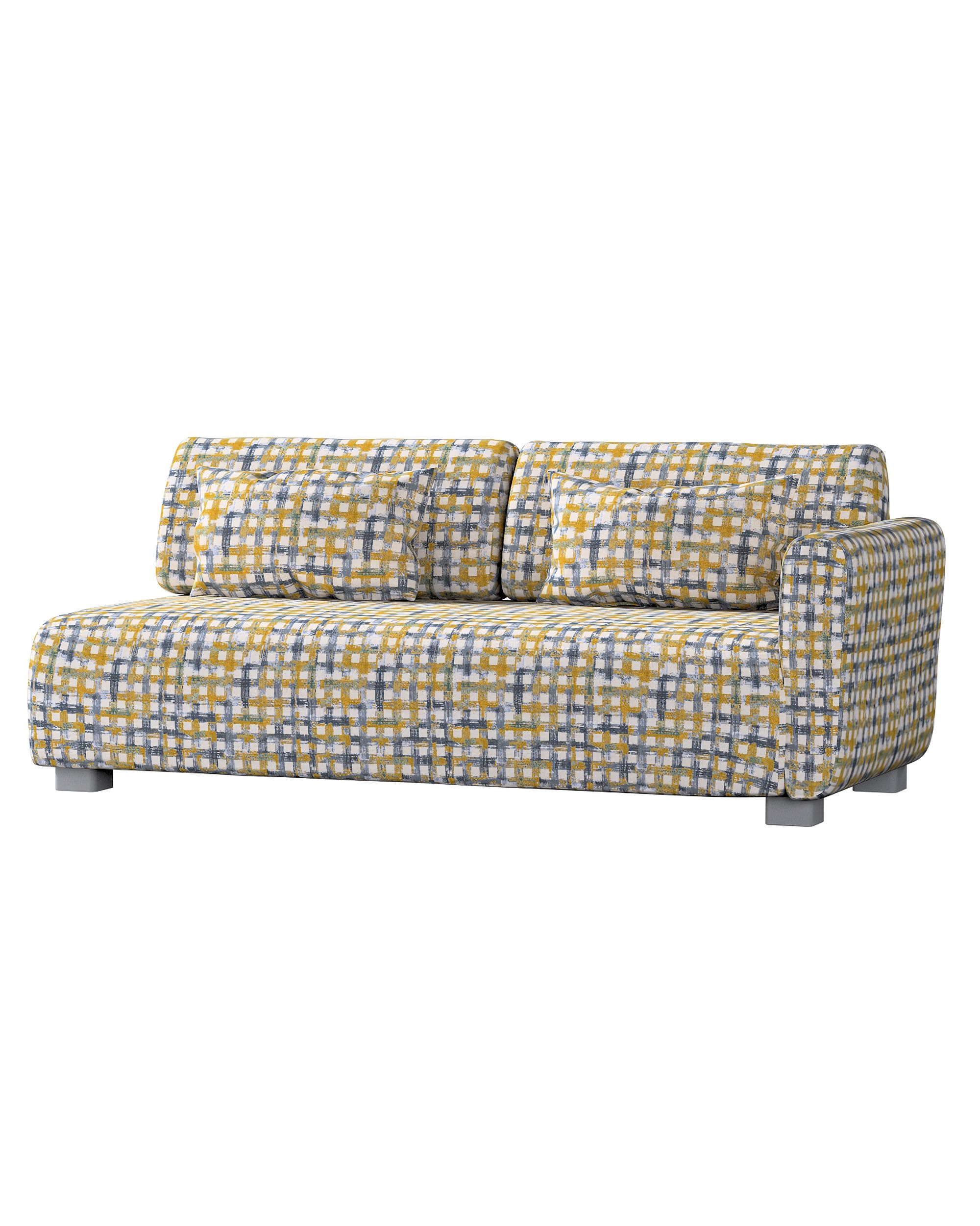 Mysinge 2-seater sofa with armrest cover product colour blue fabric structured, patterned