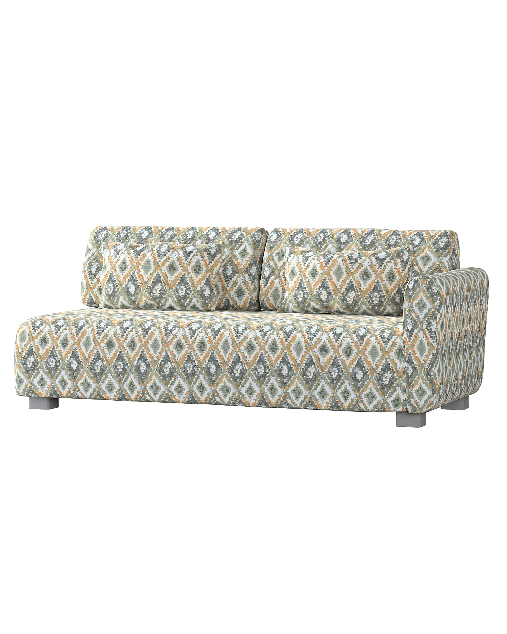 Mysinge 2-seater sofa with armrest cover product colour blue fabric structured, patterned