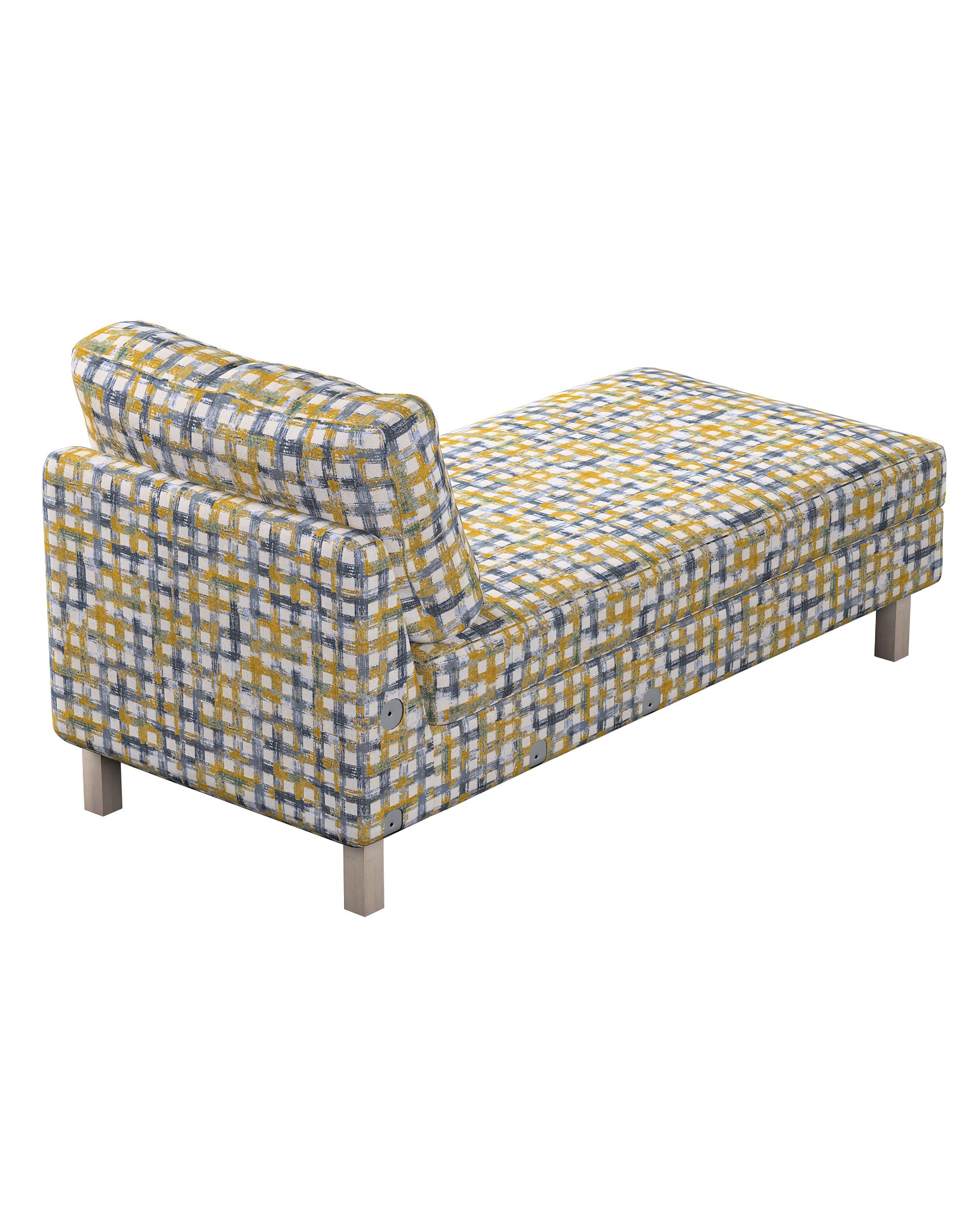 Karlstad chaise longue add-on unit cover product colour blue fabric structured, patterned (hover)