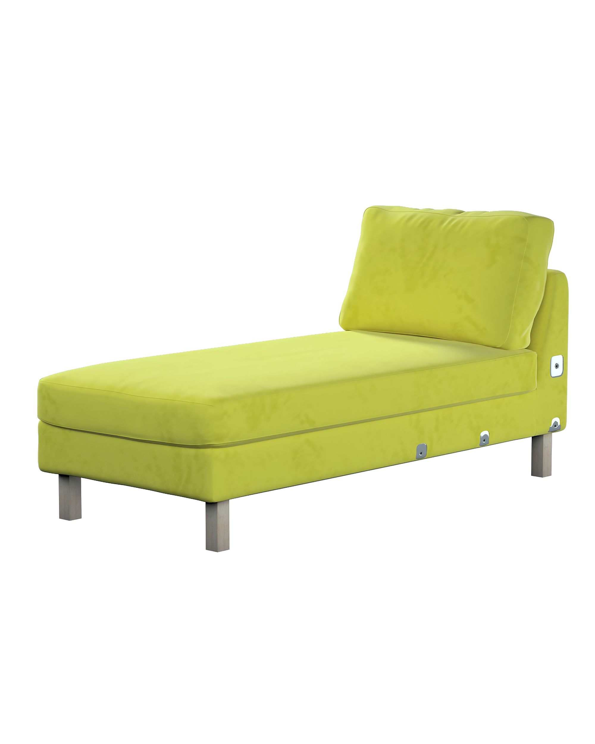 Karlstad chaise longue add-on unit cover product colour green fabric gloss, velvet